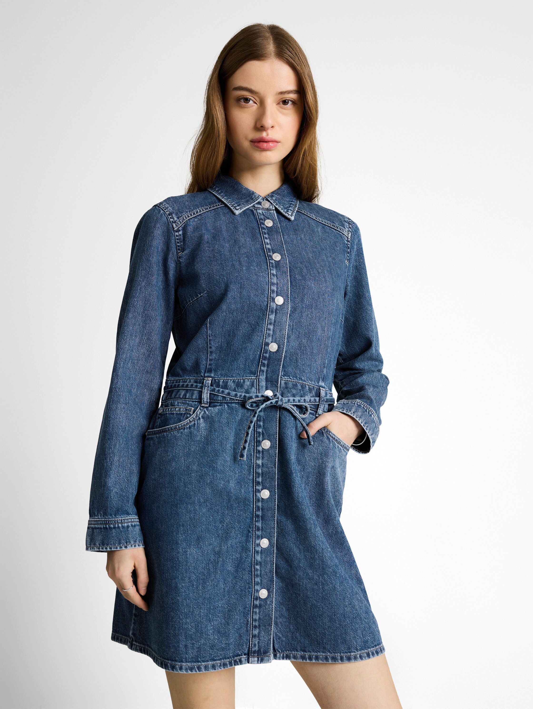 TOM TAILOR Denim Jeanskleid Langarm mit Jeansgürtel