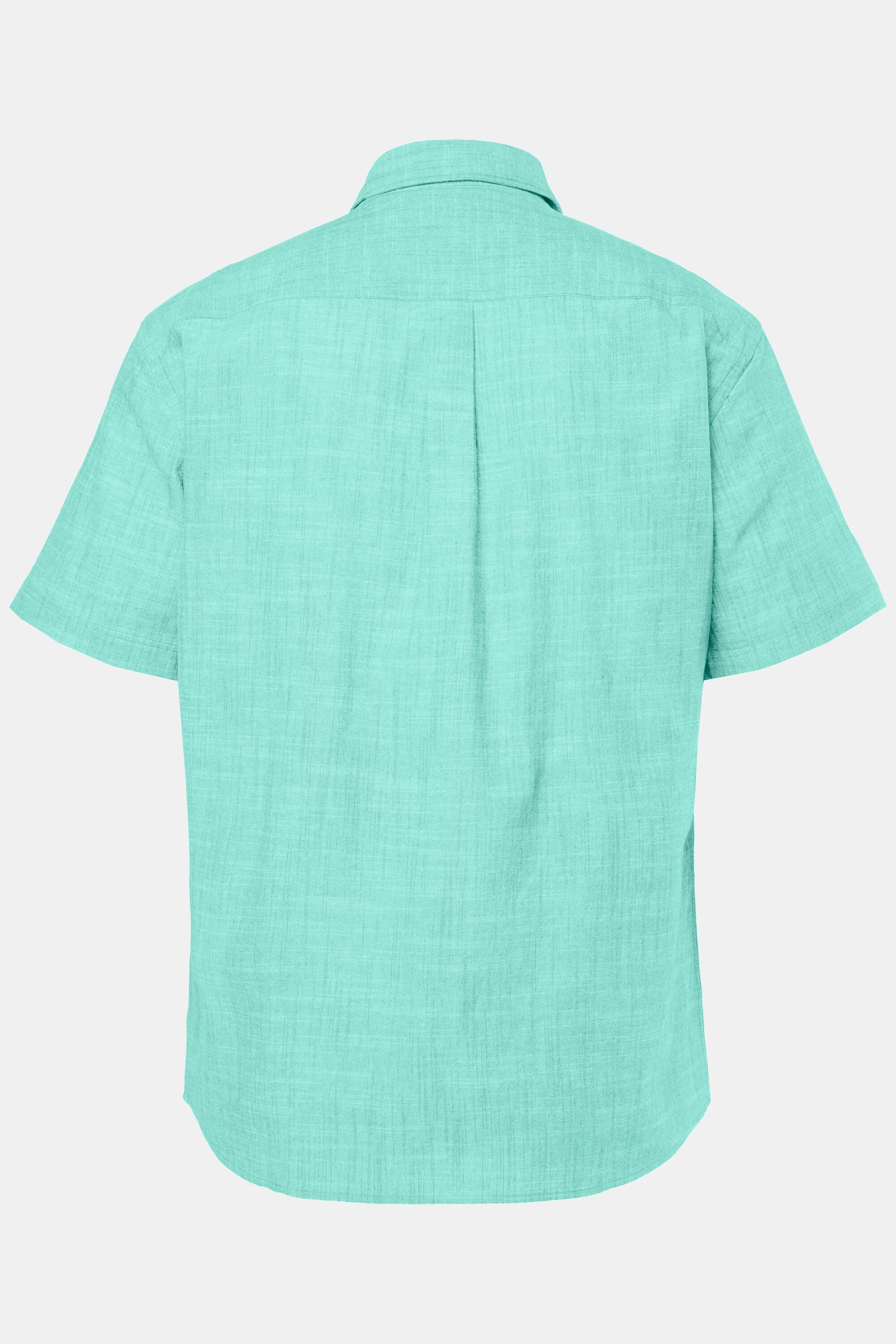 Men Plus Kurzarmhemd Hemd Halbarm Kentkragen Leinenoptik Comfort Fit
