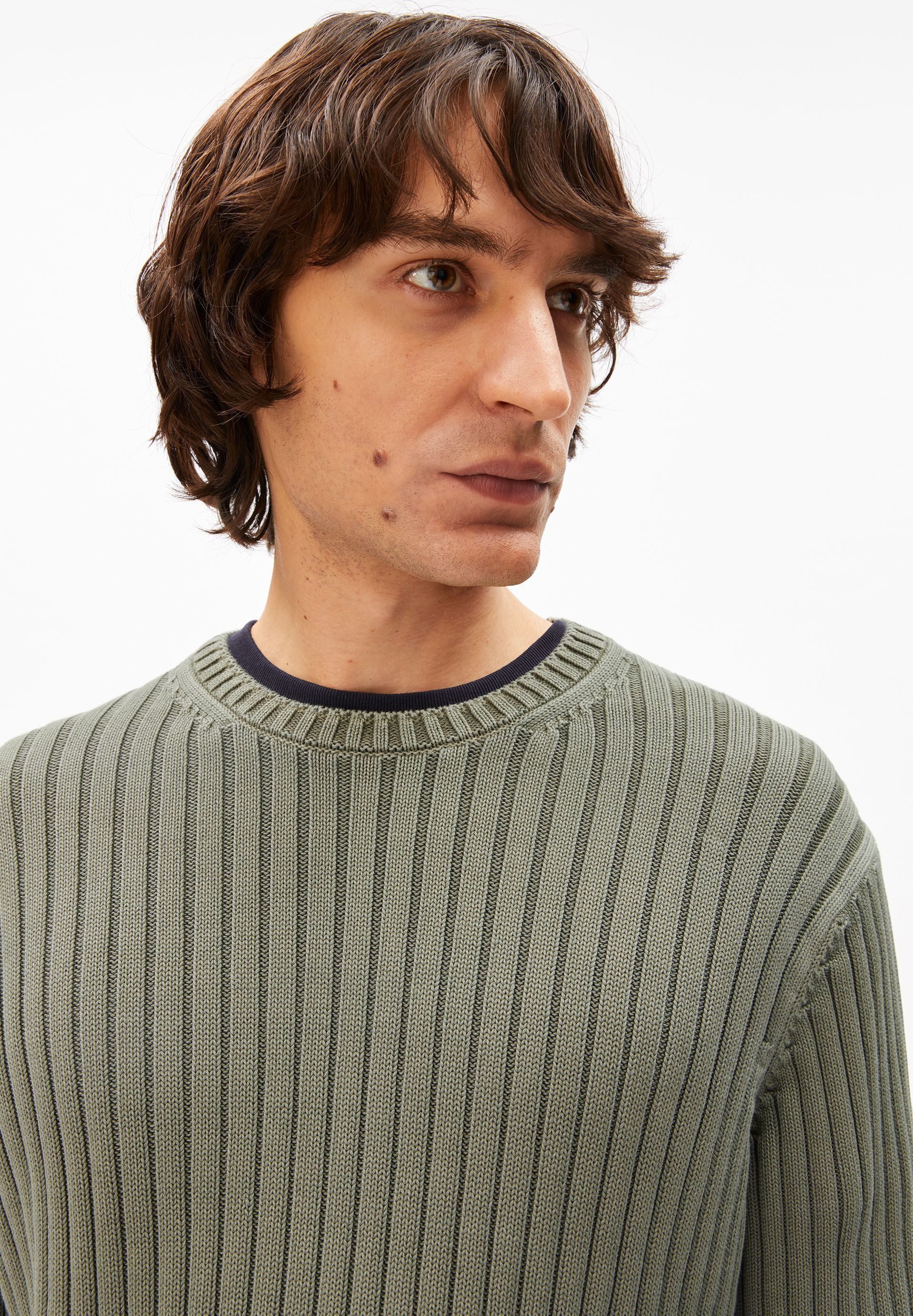 Armedangels Strickpullover PIGMENT DYE RIB Pullover aus Bio-Baumwolle Regular Fit