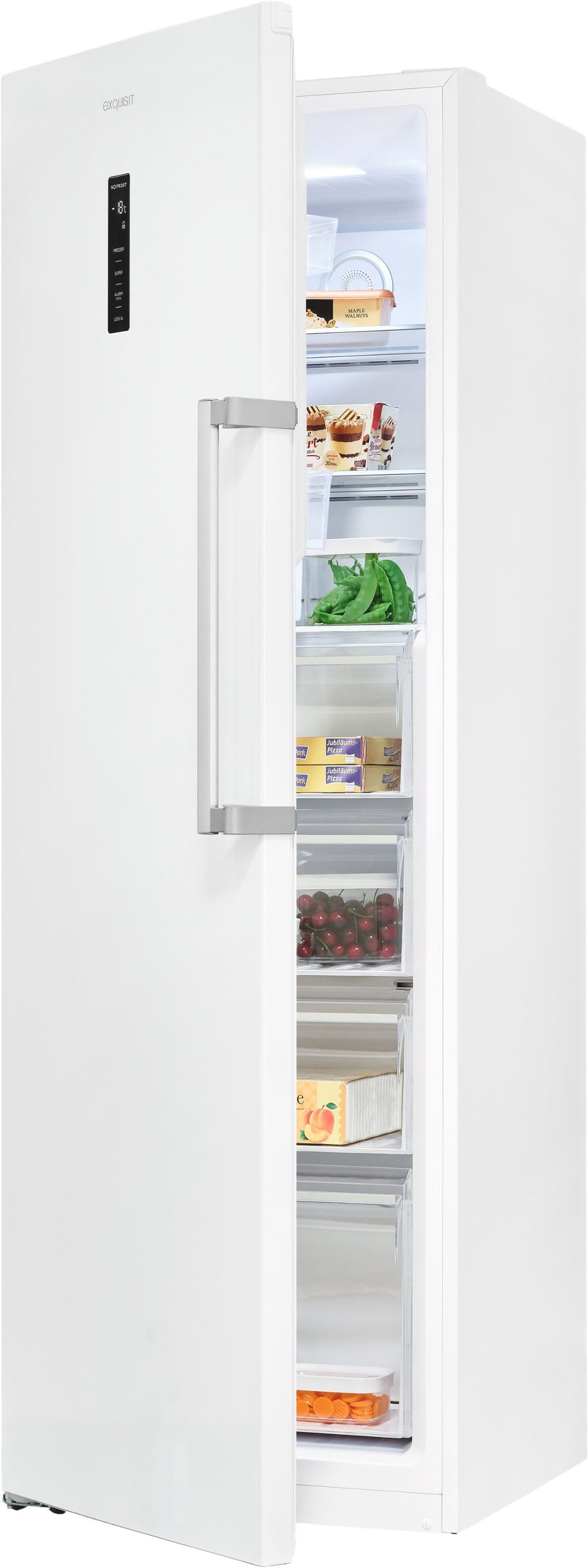 exquisit Gefrierschrank GS295-NF-H-040C weiss, 185 cm hoch, 60 cm breit, Viel Platz, starke Gefrierleistung & No Frost für eisfreies Gefrieren