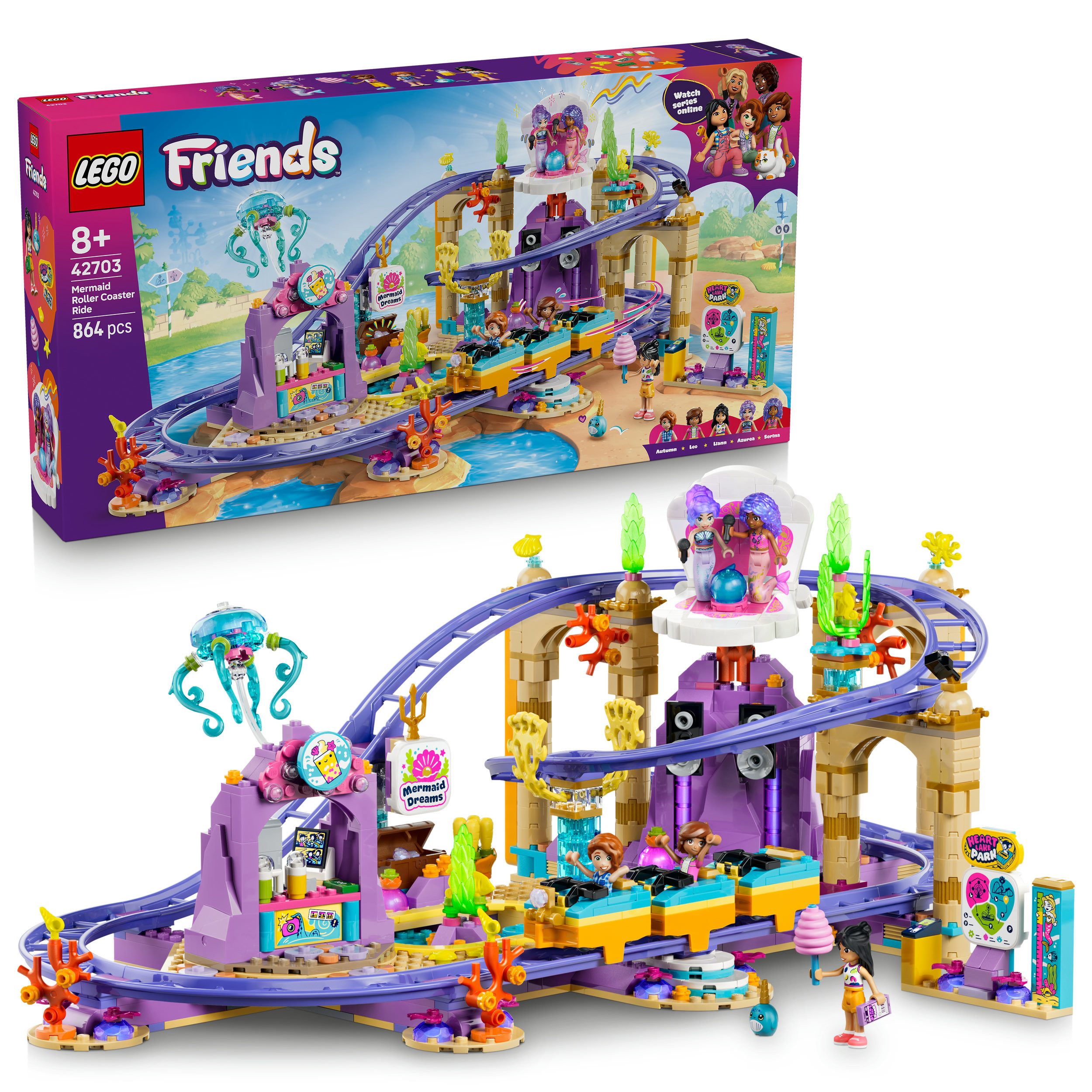 LEGO® Meerjungfrauen-Achterbahn (42703), LEGO Friends Konstruktionsspielsteine, (864 St), Made in Europe