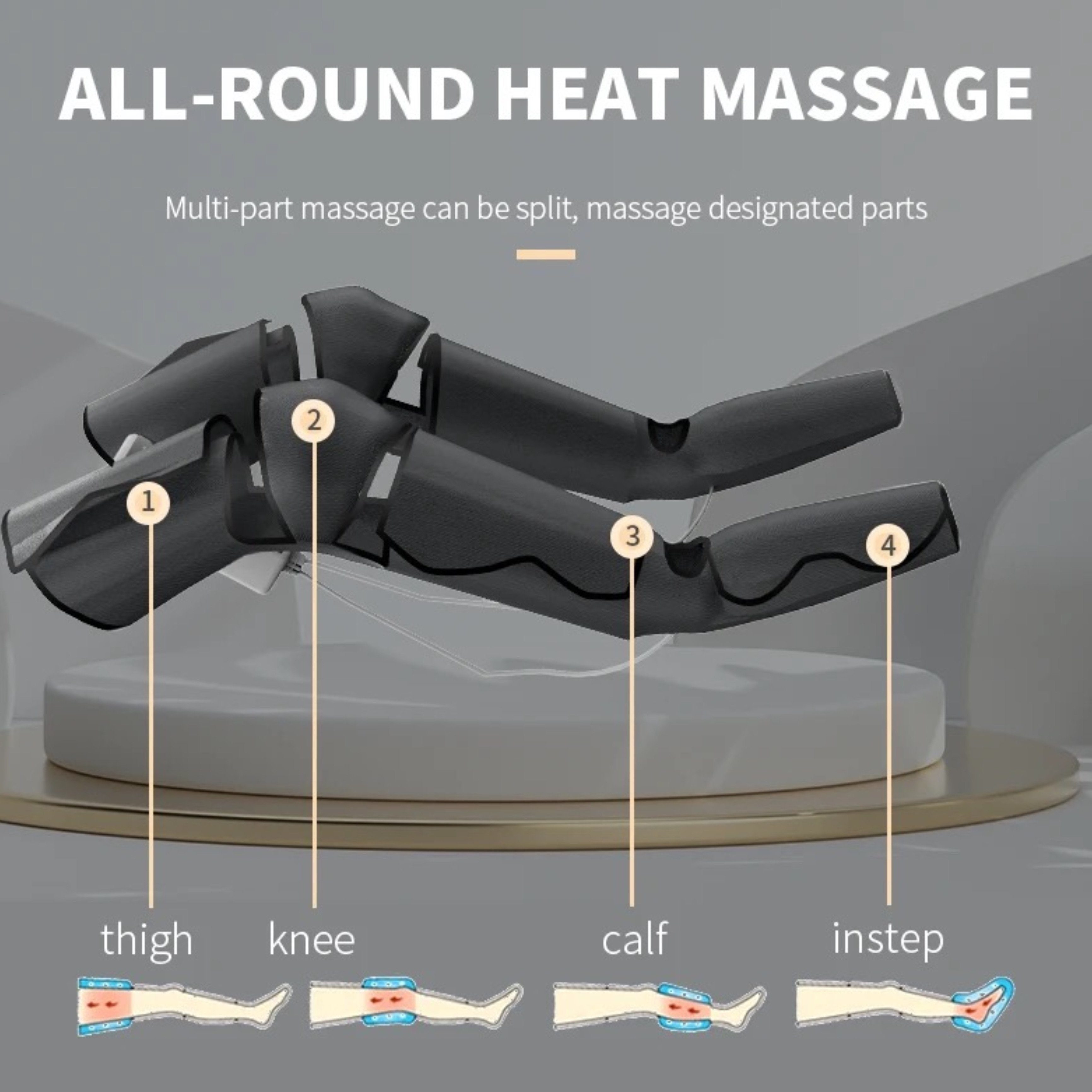 Lalano`S Cosmetics Venentrainer Lymphdrainage & Therapiegerät, Fußmassagegerät, Beinmassagegerät, Kniemassagegerät mit Luftkompression, 2 Wärmestufen Funktion, mit Regler für Durchblutung Muskelentspannung, für Durchblutung, Muskelschmerzlinderung