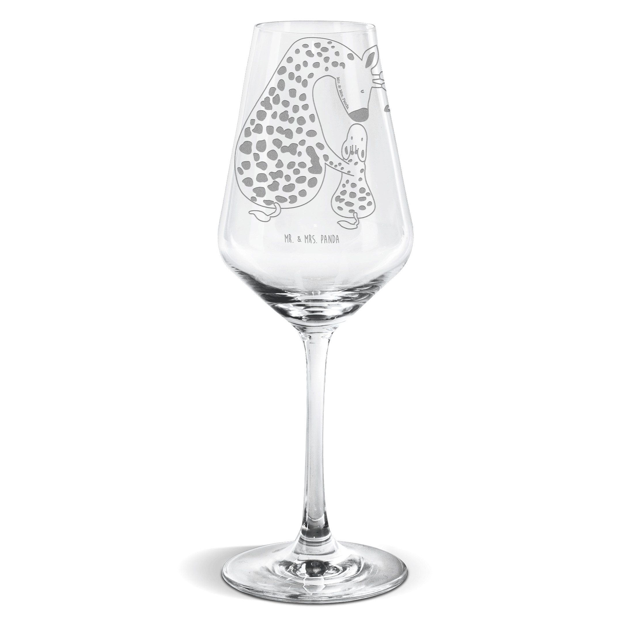 Mr. & Mrs. Panda Weißweinglas Giraffe Kind - Transparent - Geschenk, Weinglas mit Gravur, Hochwerti, Premium Glas, Alltagstauglich & robust