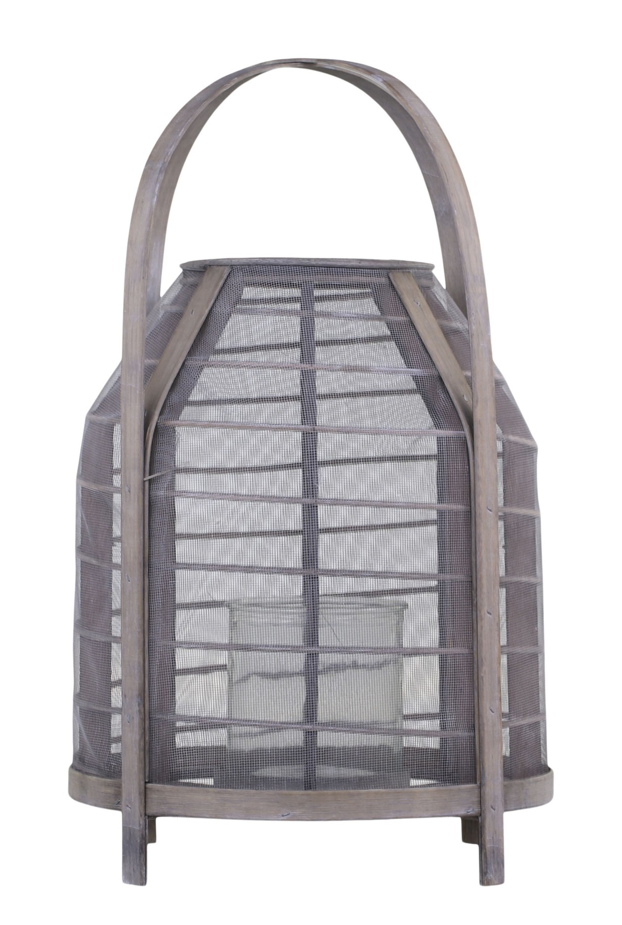 Chic Antique Windlicht Chic Antique - Laterne geflochten mit Netz Windlicht H 54cm Grau