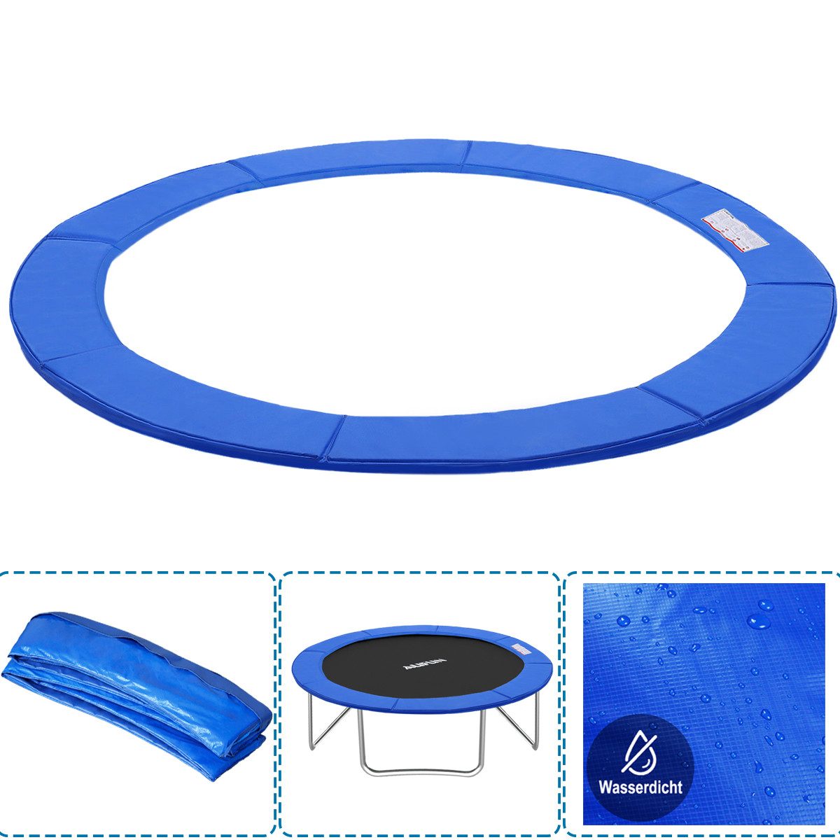 FIVMEN Trampolin-Randabdeckung Federabdeckung, Randschutz Sicherheitsmatte UV-resistent, UV-Beständigkeit Reißfest, 30cm Breite mit Blau/Mehrfarbig
