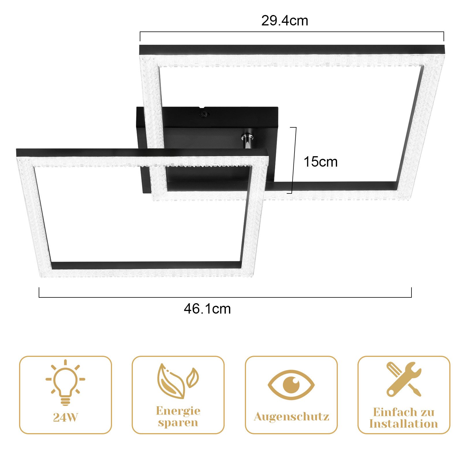 Nettlife LED Deckenleuchte Kristall Schwarz 12W günstig online kaufen