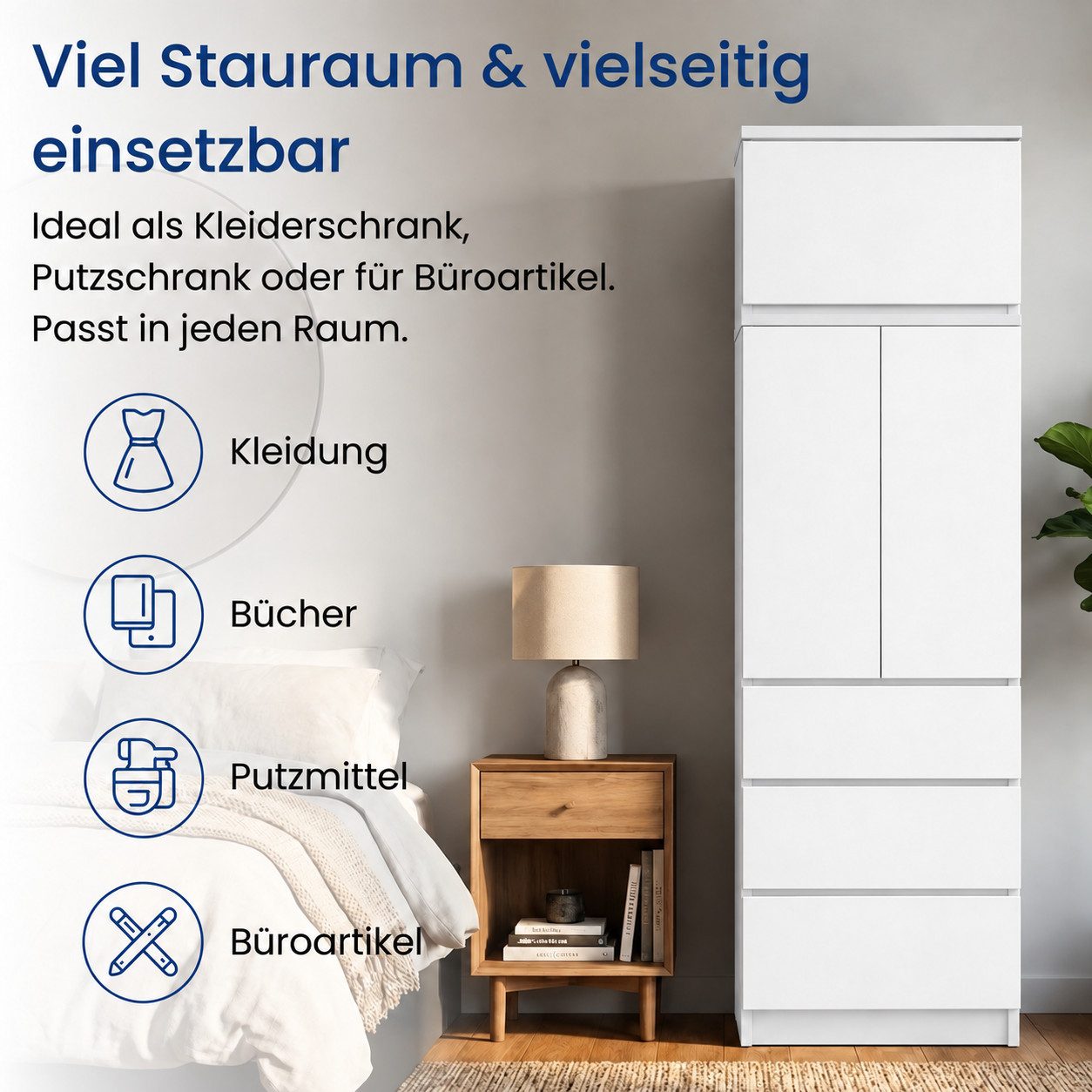 Home Collective Kleiderschrank Garderobenschrank Mehrzweckschrank Schrank platzsparend & vielseitig (50x40x180,5 cm (BxTxH), ideal für Schlafzimmer Flur & Arbei – Bild 4 von 5