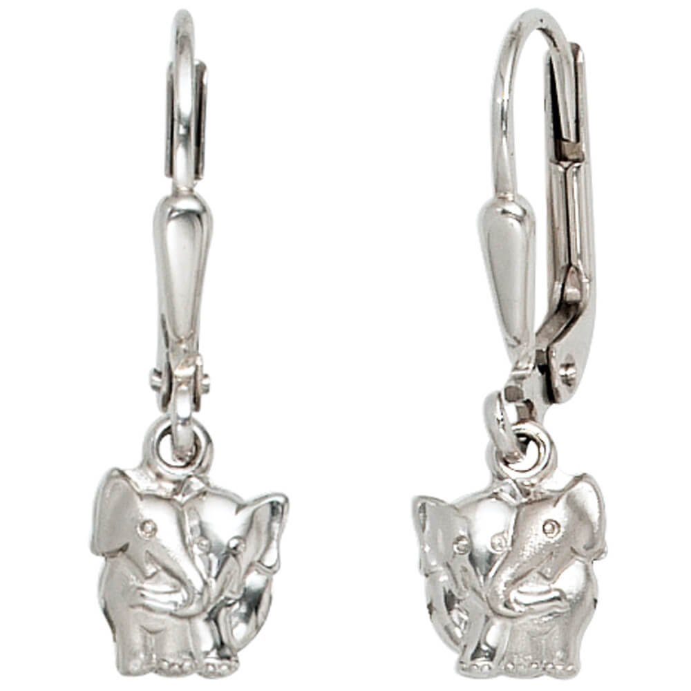 Schmuck Krone Paar Ohrhänger Ohrringe teilmattiert, Silber Boutons Silber Elefanten Paar 925 925 Ohrhänger