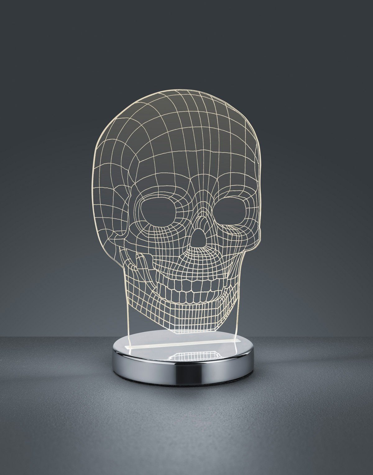 Leuchten Skull, einstellbar Lichtfarbe fest Tischleuchte LED Farbwechsler, Acrylplatte, Tischlampe, TRIO Totenkopf LED integriert, Farbwechsel, Design,