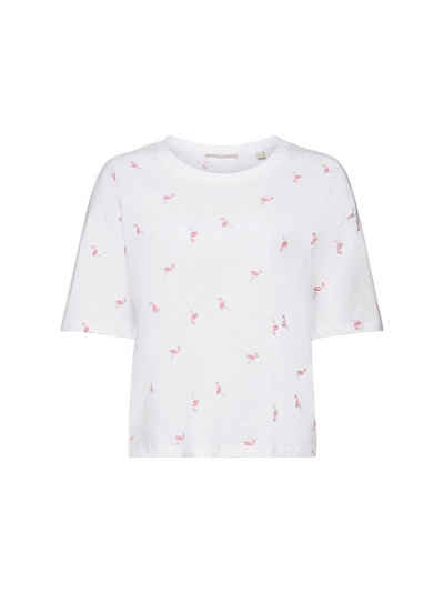 edc by Esprit T-Shirt T-Shirt mit Allover-Print, 100 % Baumwolle (1-tlg)