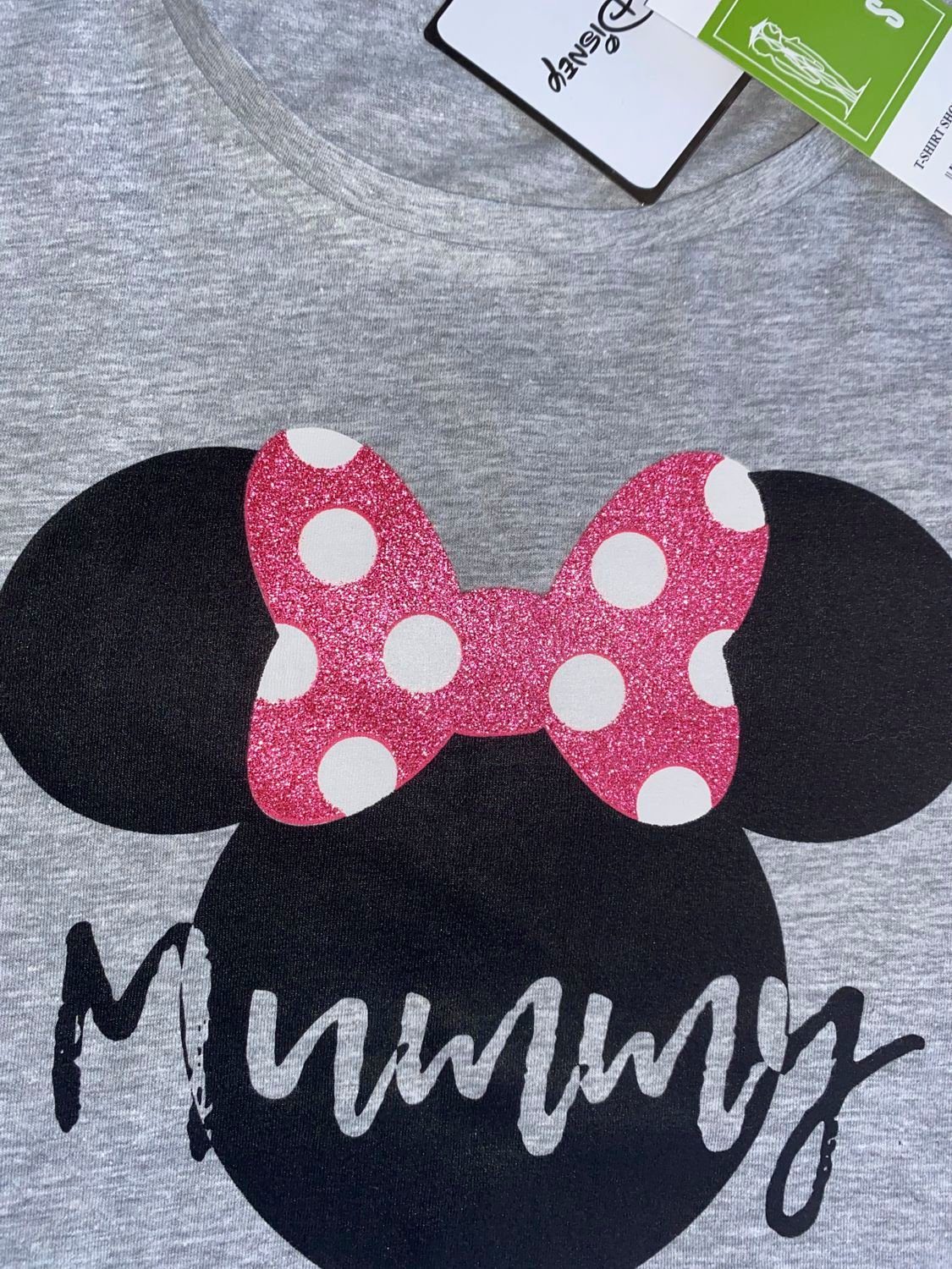 Disney Minnie Mouse T-Shirt für MUMMY M Mütter, Gr. Mini Hellgrau Minnie S L Entbindung Mouse Damen Geburt Schwangerschaft T-Shirt XL Muttertag Maus