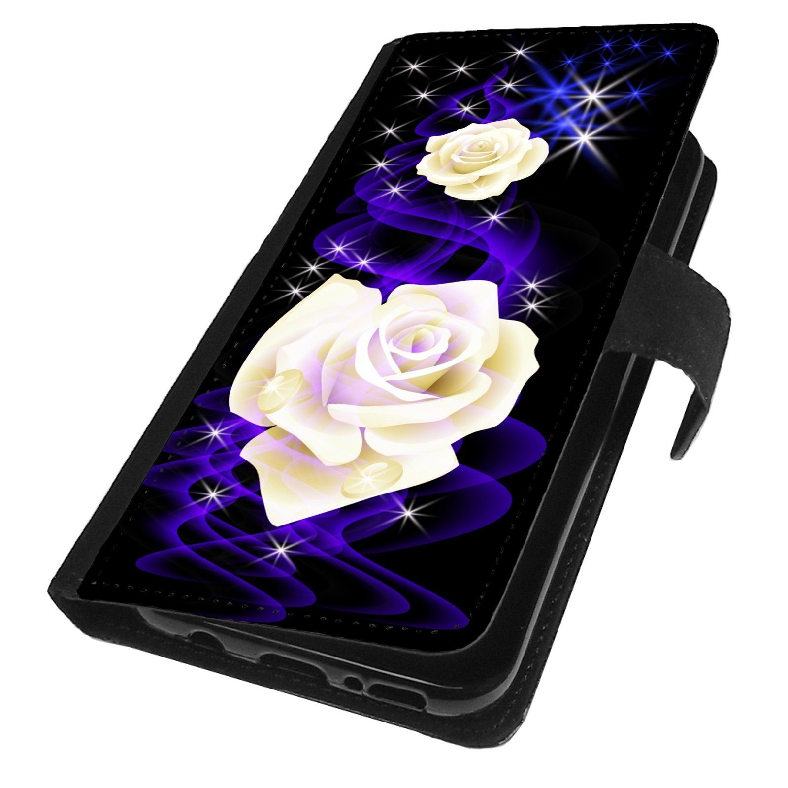 Traumhuelle Handyhülle MOTIV 298 Weiße Rose Schutz Hülle für Samsung Galaxy Handy, Handytasche Schutzhülle Flip Case Klapp Etui Cover Silikon