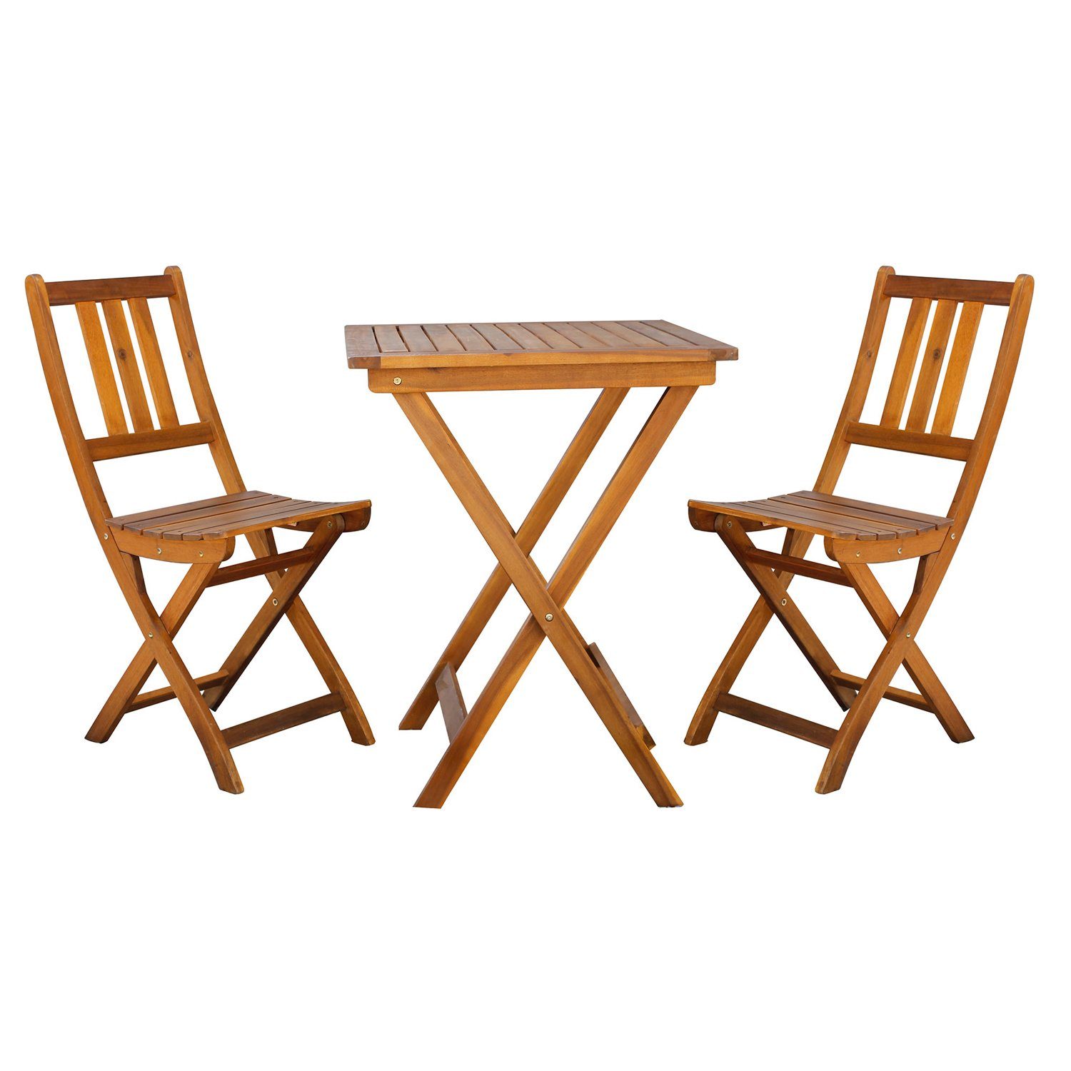 + Akazienholz Gartenstühle 80x80cm Essgruppe 2 3tlg. Bistroset Tisch Mojawo Balkon-Set