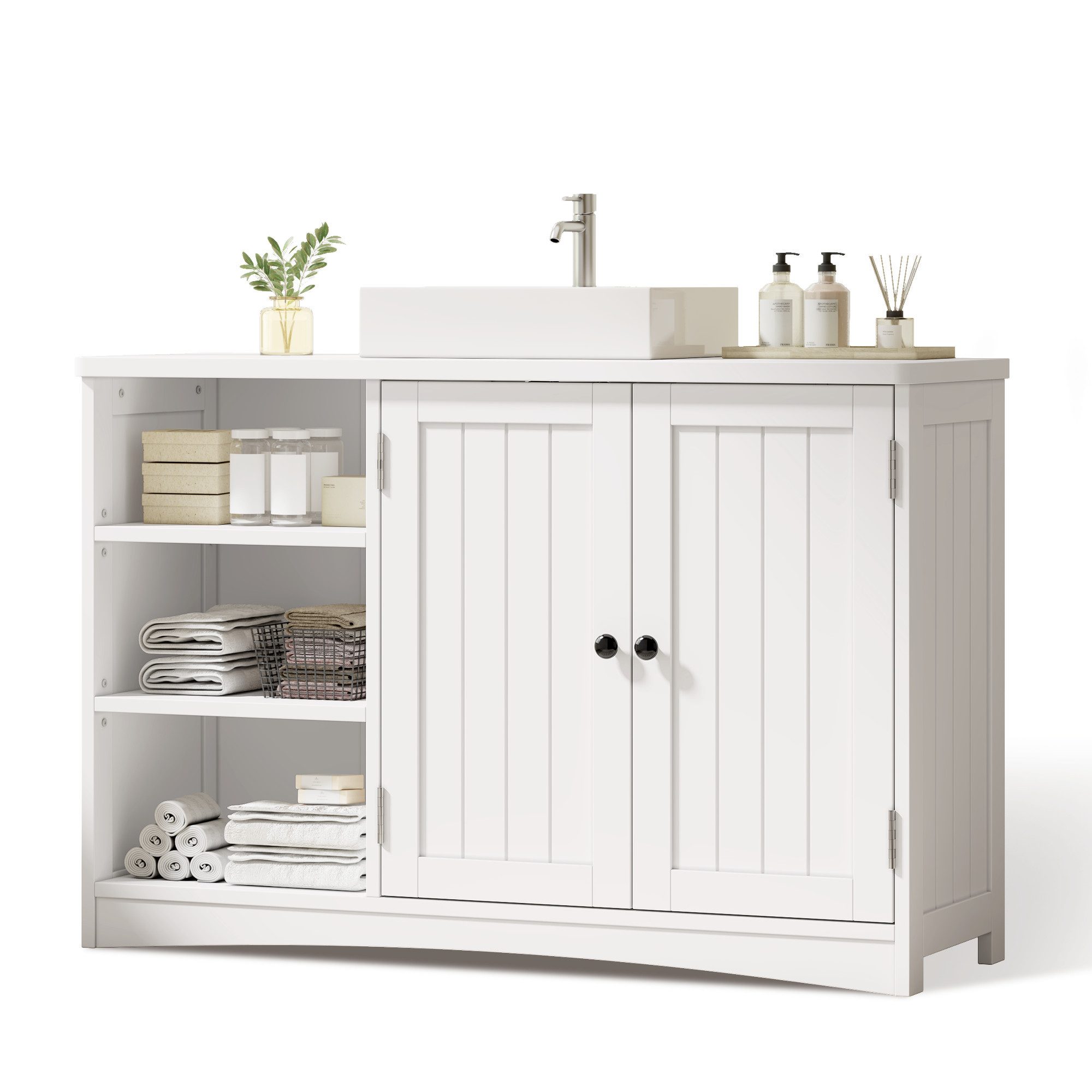 Blishom Waschbeckenunterschrank Waschbeckenunterschrank mit Siphonausschnitt, verstellbarem Boden Waschbeckenunterschrank, Unterschrank, Badmöbel, Badezimmer‑Sc – Bild 5 von 5