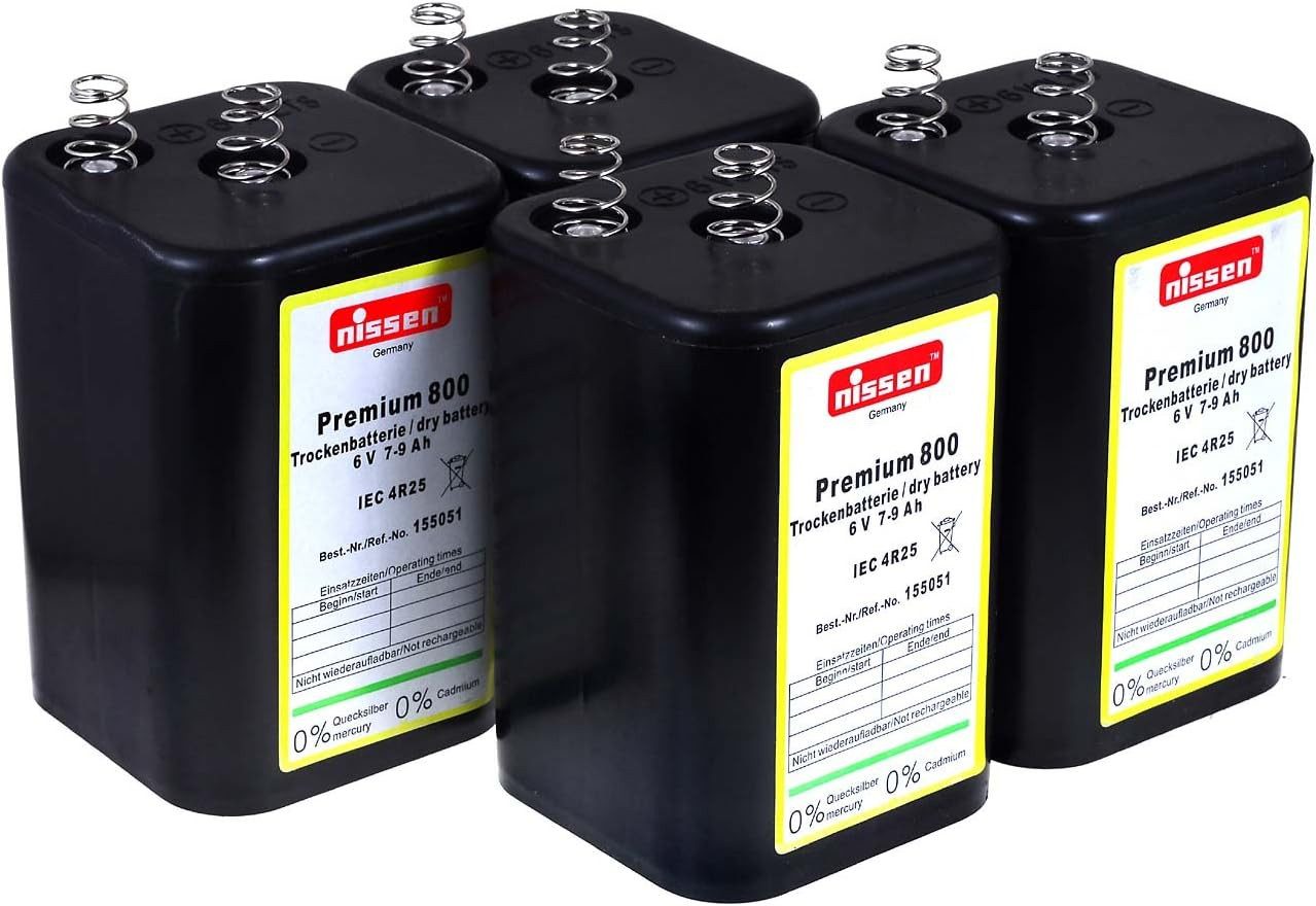 Nissen 4x 4R25 6V-Blockbatterie Ersatz für Nissen Laternenbatterie IEC 4R25 Batterie, (1 St)