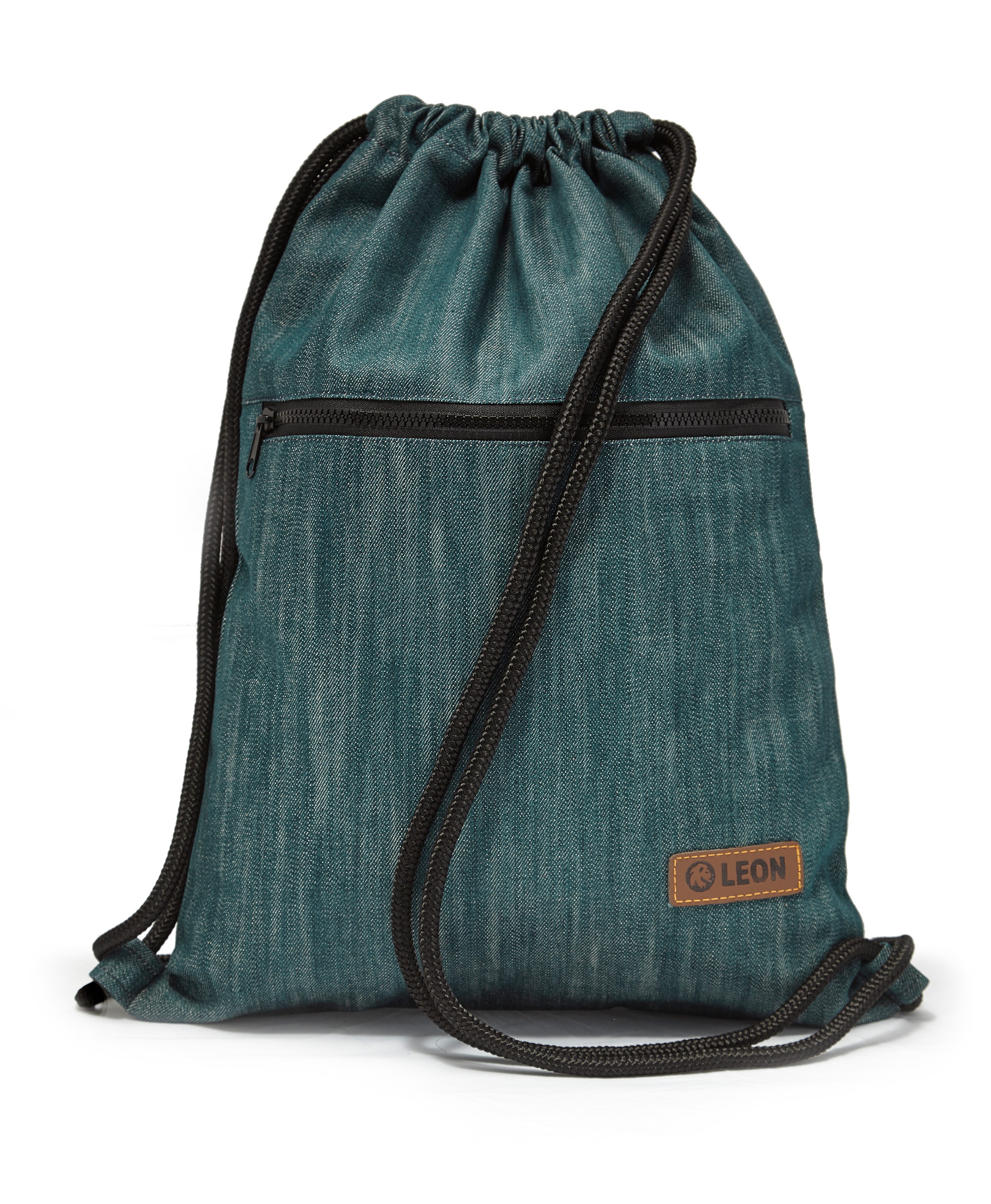 By Bers Turnbeutel Leon By Bers Turnbeutel Beutelrucksack Freizeitrucksack (Tagesrucksack Turnbeutel Beutelrucksack Freizeitrucksack für Strand Sport Festival Freizeit Alltag Einkauf aus Baumwolle Innentasche Schlüsselband, 1-tlg), 9mm dicke und weiche Nylonschnüre