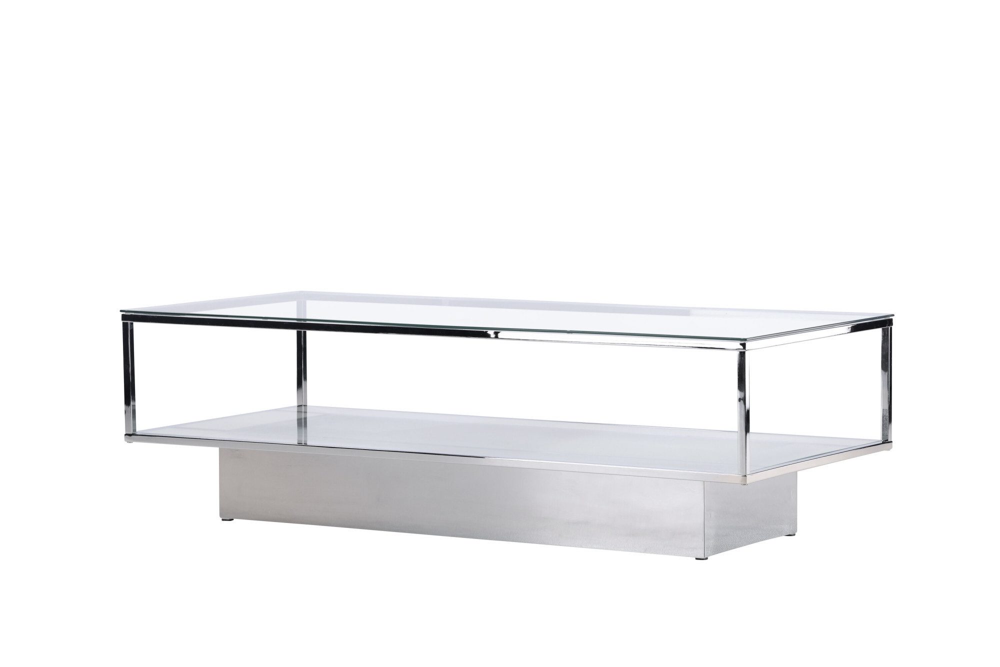 Venture Home Couchtisch Maglehem, rechteckiger Couchtisch mit Glasplatte, 130 × 60 cm, Sofatisch, Glas, Stahl, schlank, modern, edel