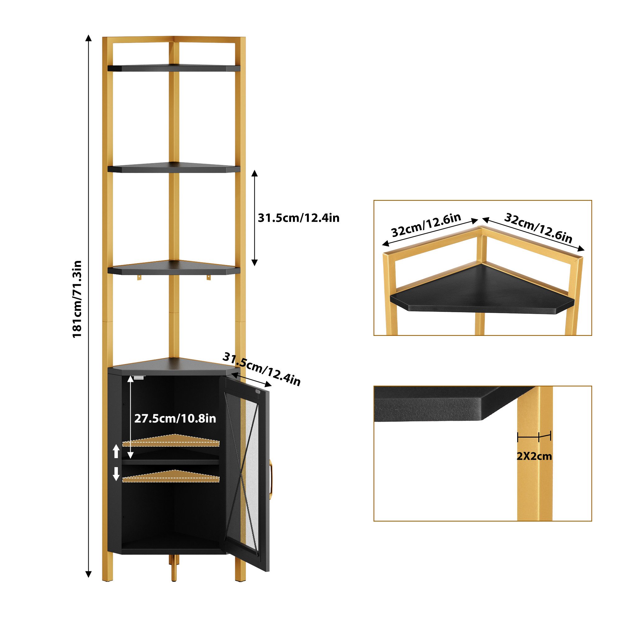 HOMECHO Bücherregal, Eckregal mit 4 Ebenen,Stahlrahmen und Verstellbare Reg günstig online kaufen