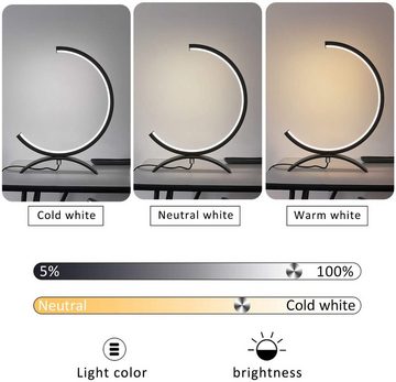 ZMH LED Nachttischlampe modern Halbkreisform Lesenlampe mit 3M Kabel, dimmbar, LED fest integriert, warmweiß-kaltweiß