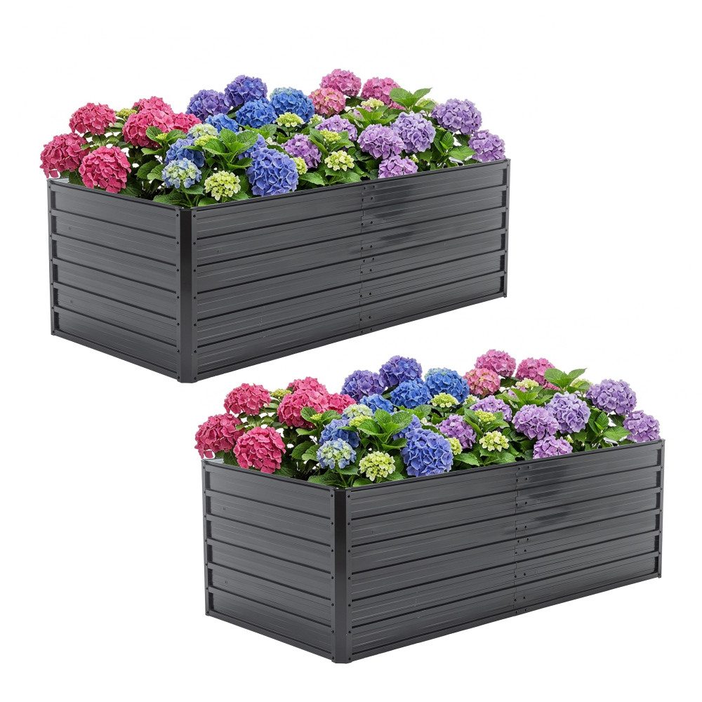 BBWL Hochbeet 2er Set 190x90x64 cm Wetterfestes Gartenbeet mit Offener Boden, Metall Hochbeet Rostfrei für Gemüse Kräuter Blumen Terrasse – Bild 2 von 5