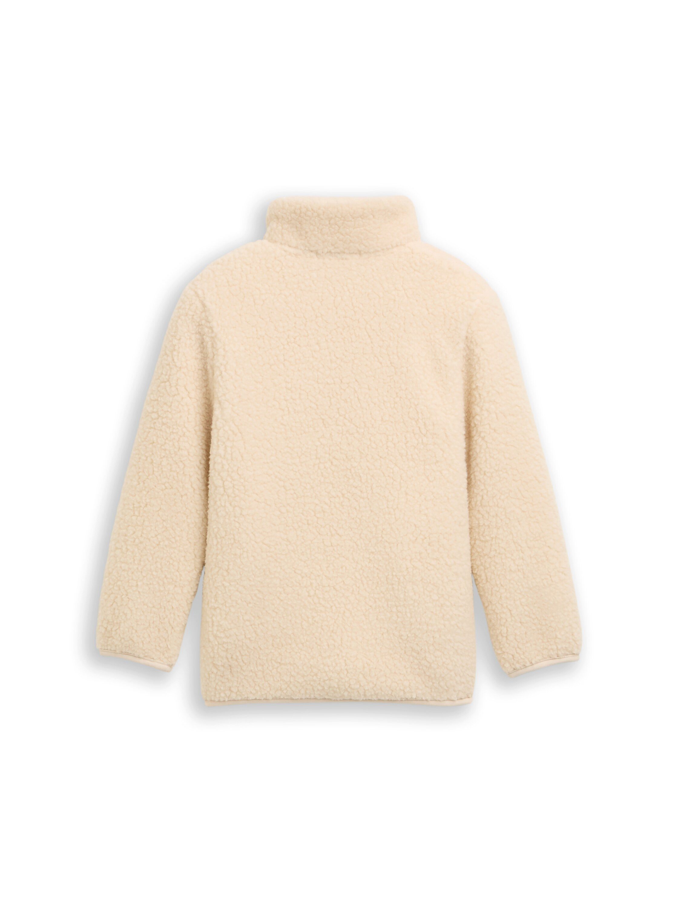 TOM TAILOR Sweatjacke Teddy-Plüsch, mit Stehkragen