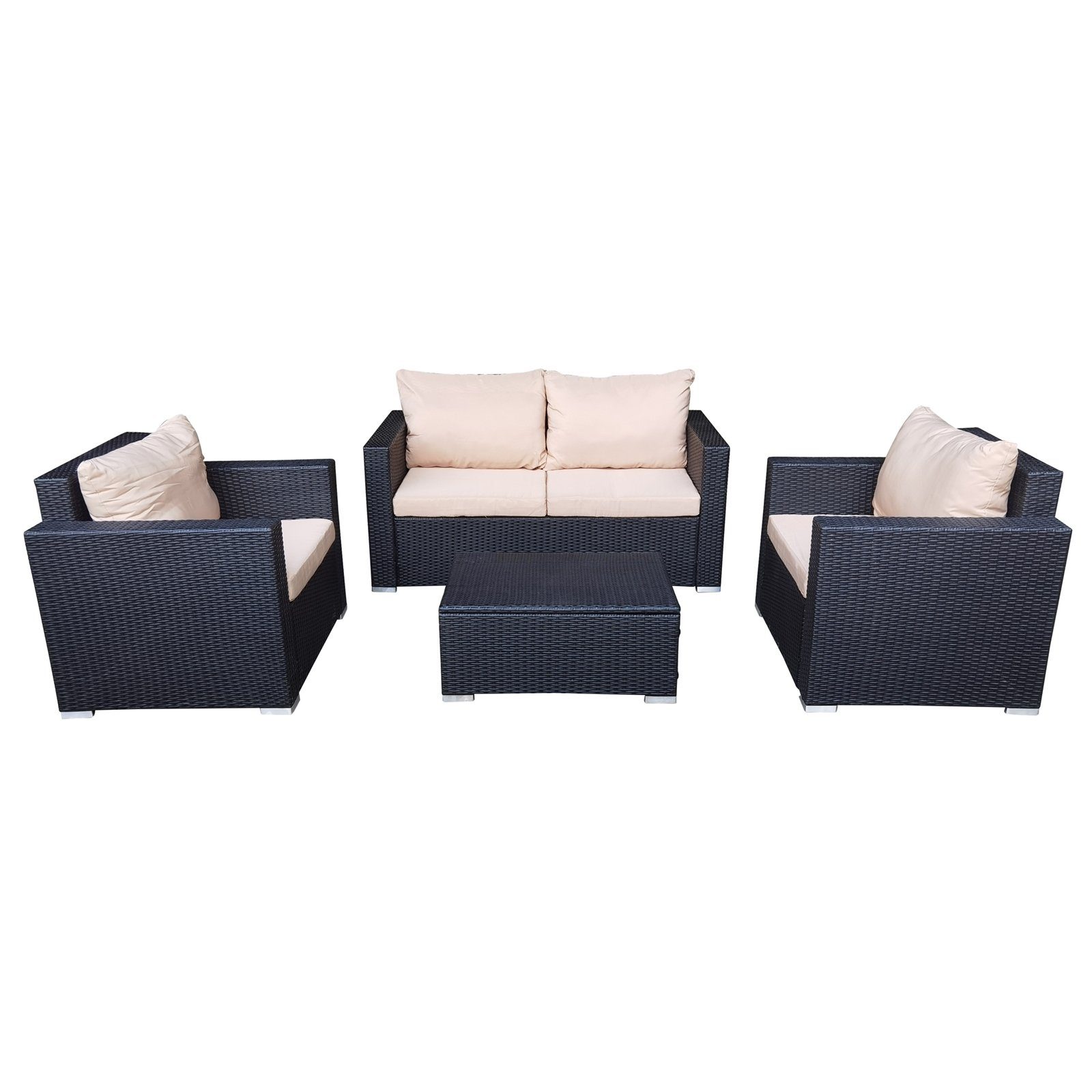 HTI-Living Gartenlounge-Set Terrassenmöbel Caletta, (Set, 4-tlg., 1 Zweisitzer, 2 Sessel, 1 Tisch), Loungemöbel Polyrattan