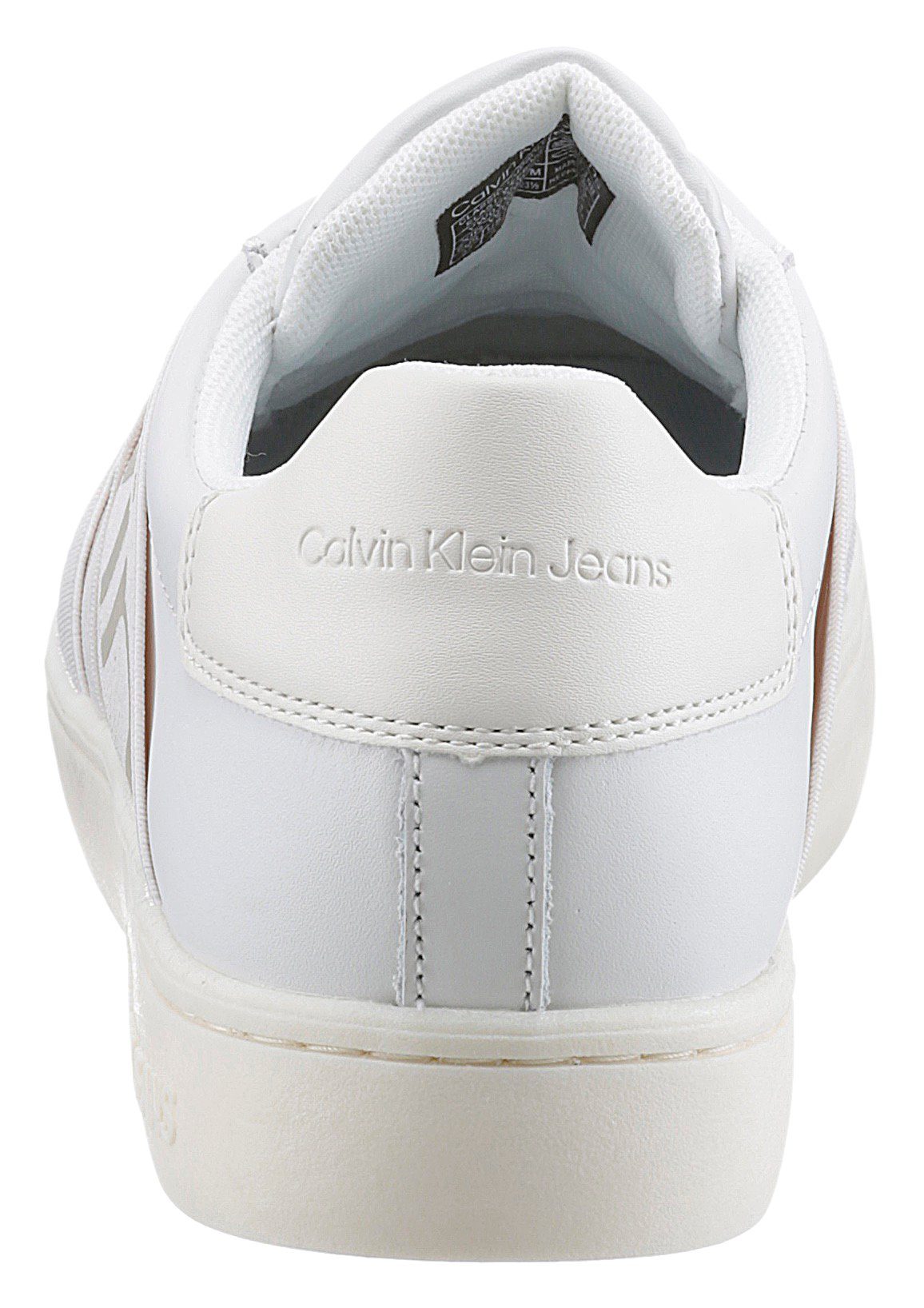 *I Klein Gummizug 24C Logoschriftzug plakativem Slip-On und Calvin weiß-hellbeige mit Jeans Sneaker SOLONA