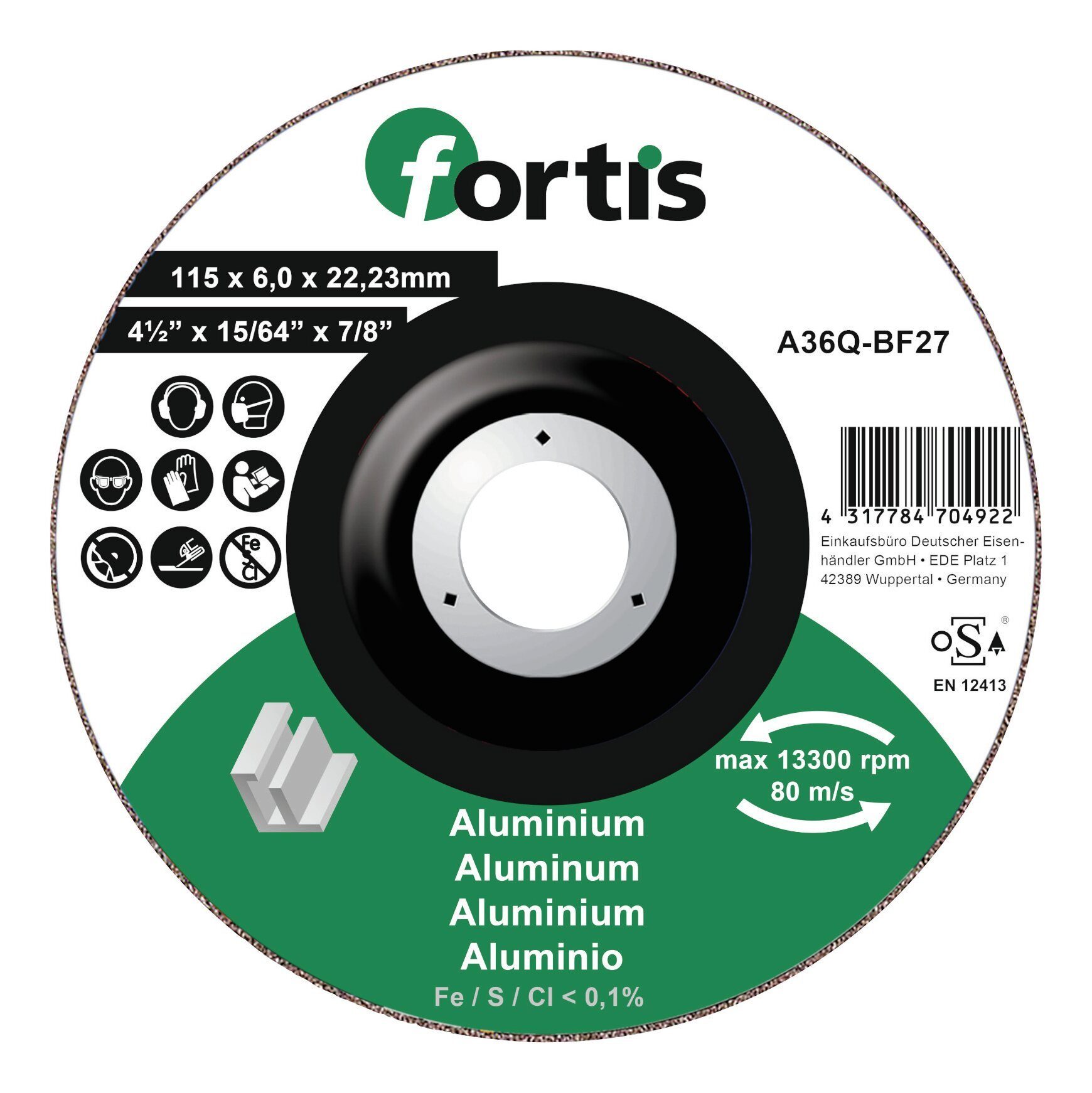 fortis Schruppscheibe, Ø 115 mm, ALU-NE 115 x 6 mm