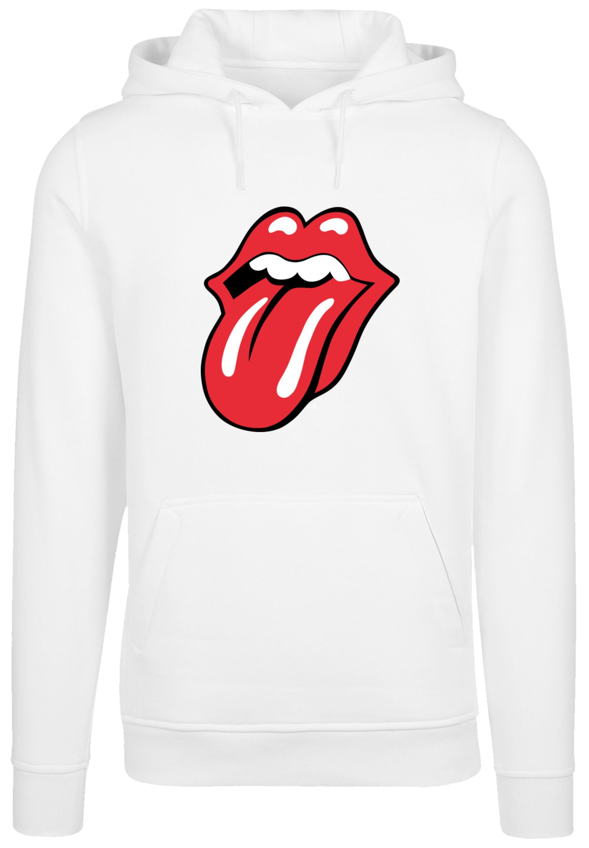 Rock Hoodie, Classic Rolling weiß Bequem The Zunge Stones Warm, Kapuzenpullover F4NT4STIC Musik Band