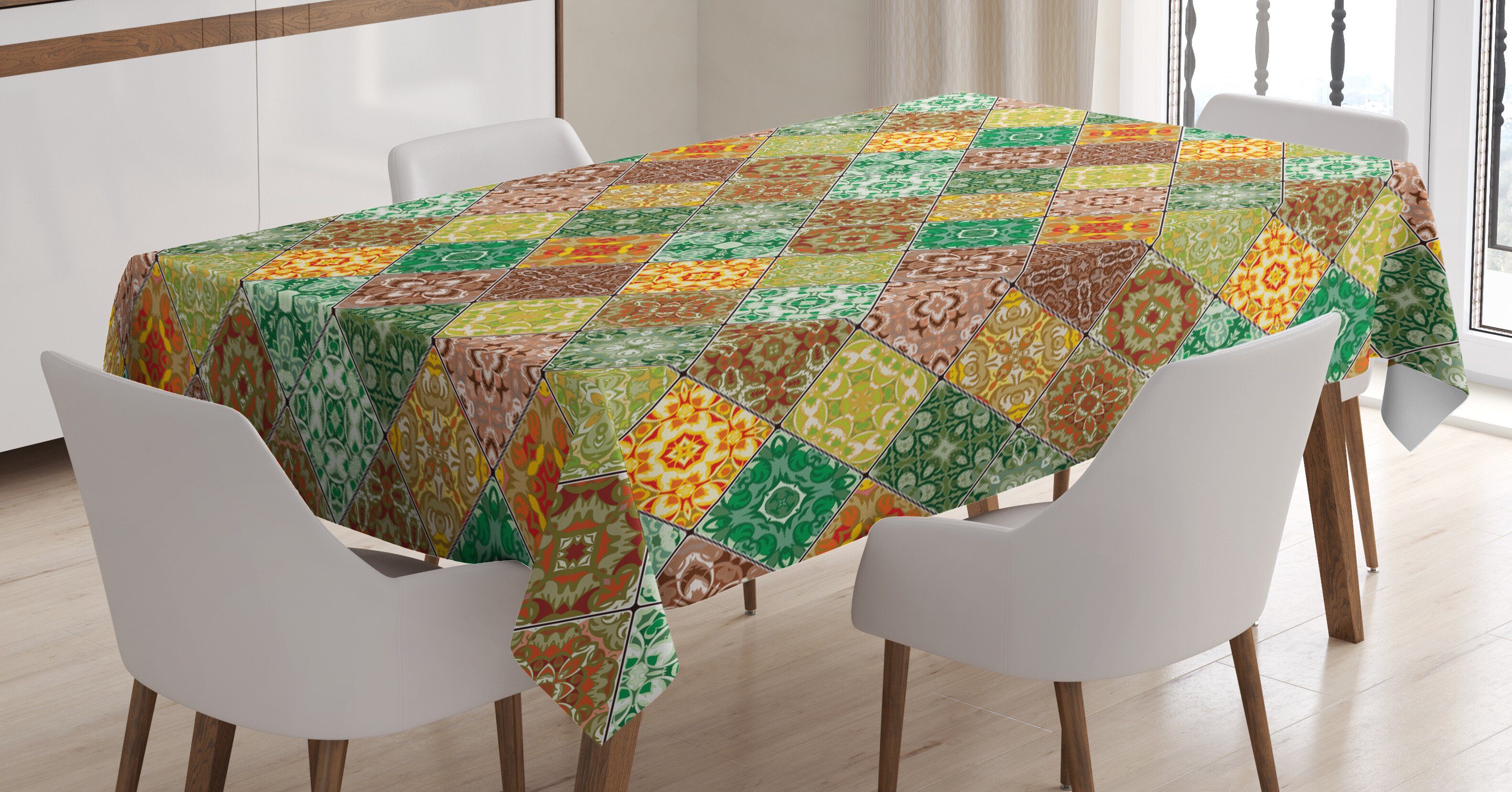 Bereich geeignet Tischdecke den Außen Für Abakuhaus Farbfest Waschbar Klare Farben, Weinlese-Fliesen orientalisch Traditionelle