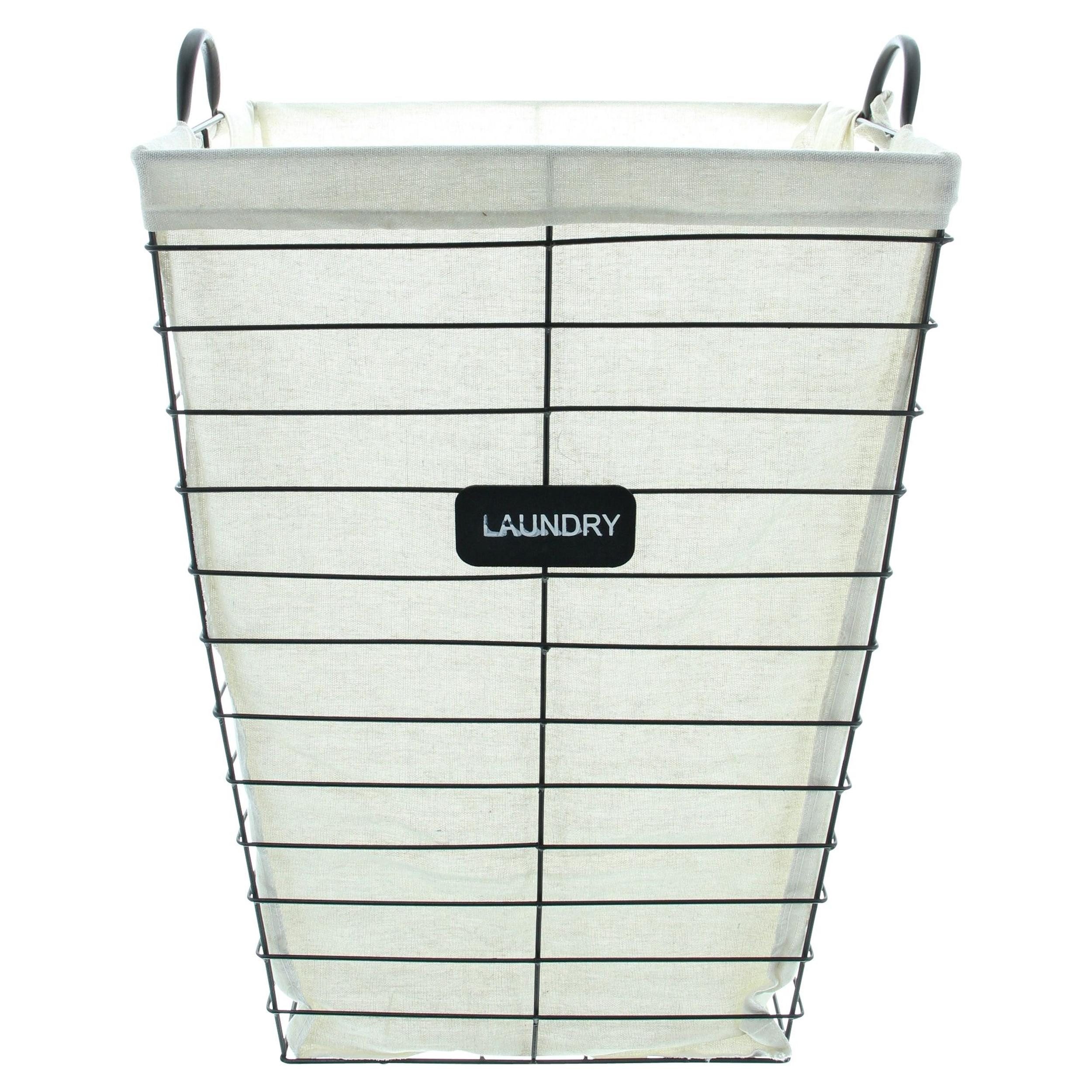 Frank Flechtwaren Allzweckkorb Wäschekorb Laundry Metall schwarz Canvas 61cm