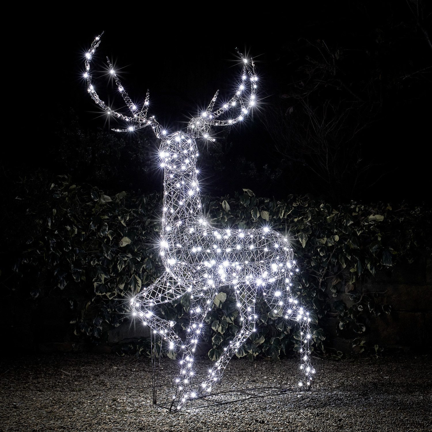 Lights4fun LED-Dekofigur LED-Rentier Hirsch XL Studley, Weihnachtsbeleuchtung (H) 200 x (B) 115 x (T) 32cm – Bild 3 von 3