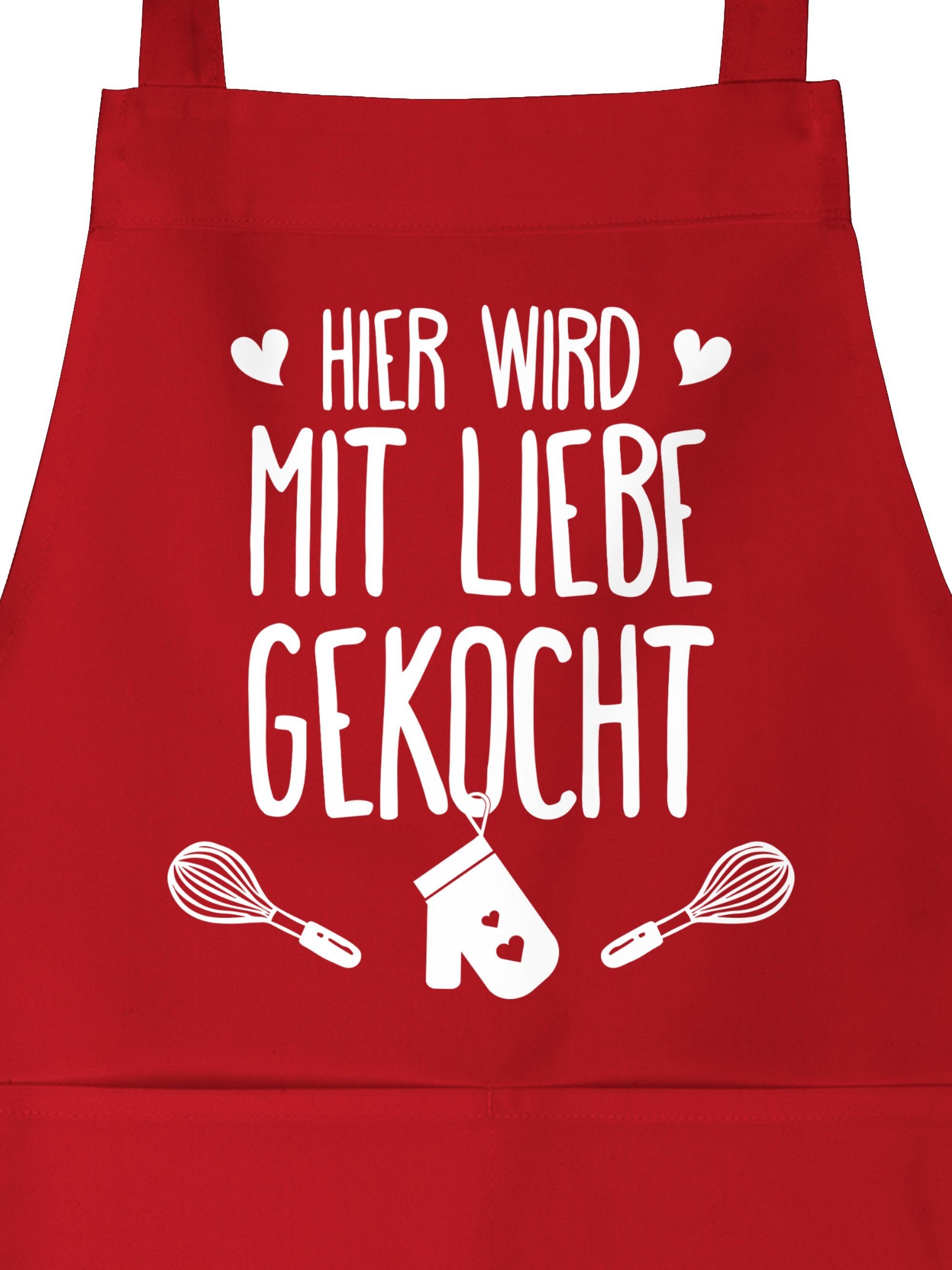 Shirtracer Kochschürze Hier wird mit Liebe gekocht, (1tlg