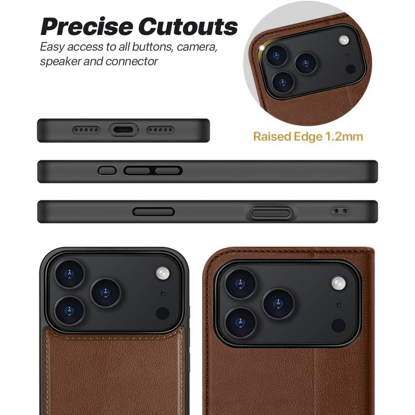 CoolGadget Handyhülle Magnet Book Case für Apple iPhone 17 Pro Hülle + Klapphülle 6,3 Zoll, 2in1 abnehmbare magnetische RFID Schutzhülle Kartenfach Fotofenster – Bild 4 von 5