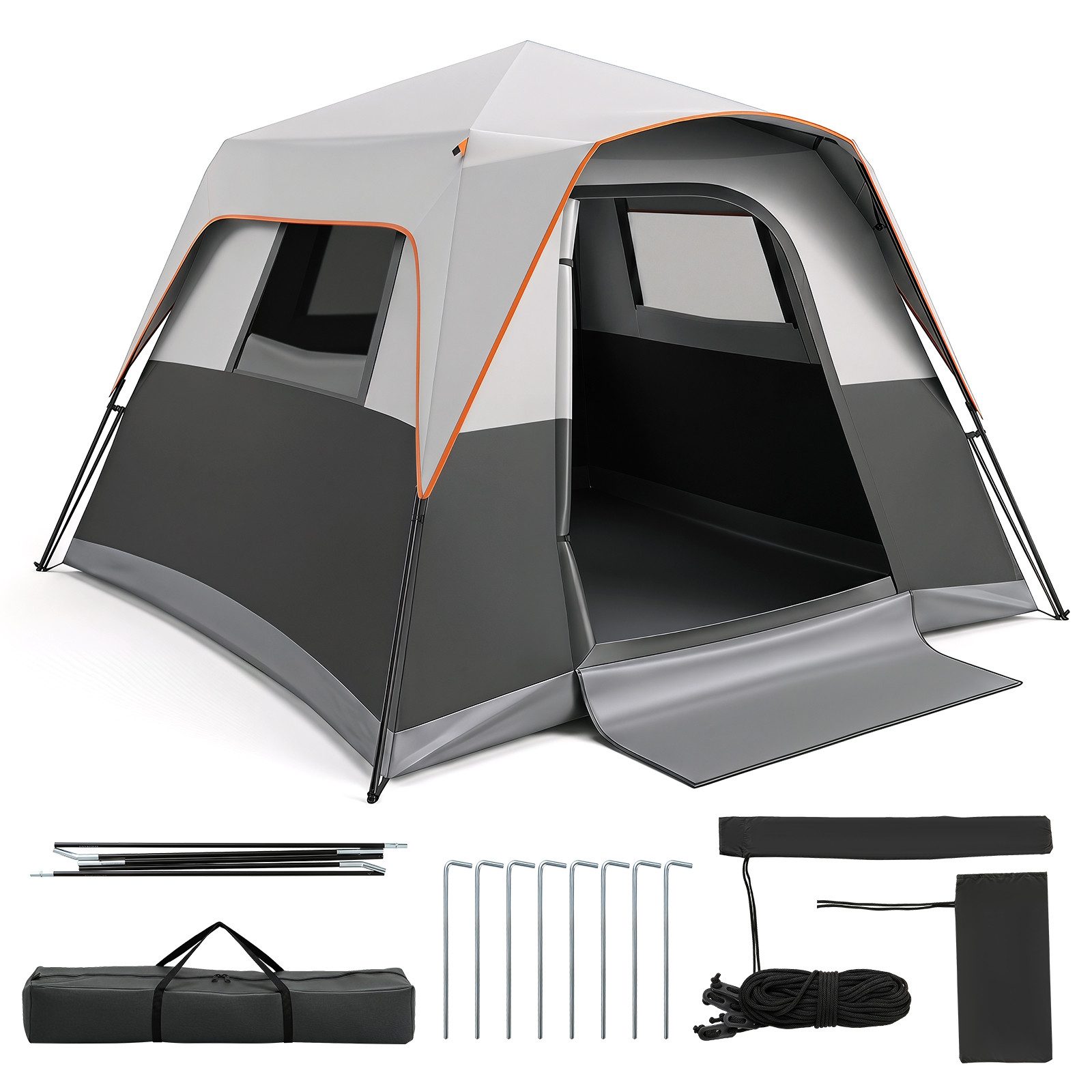 COSTWAY Wurfzelt, Campingzelt für 6 Personen, Sonnenschutz mit Regenschutz