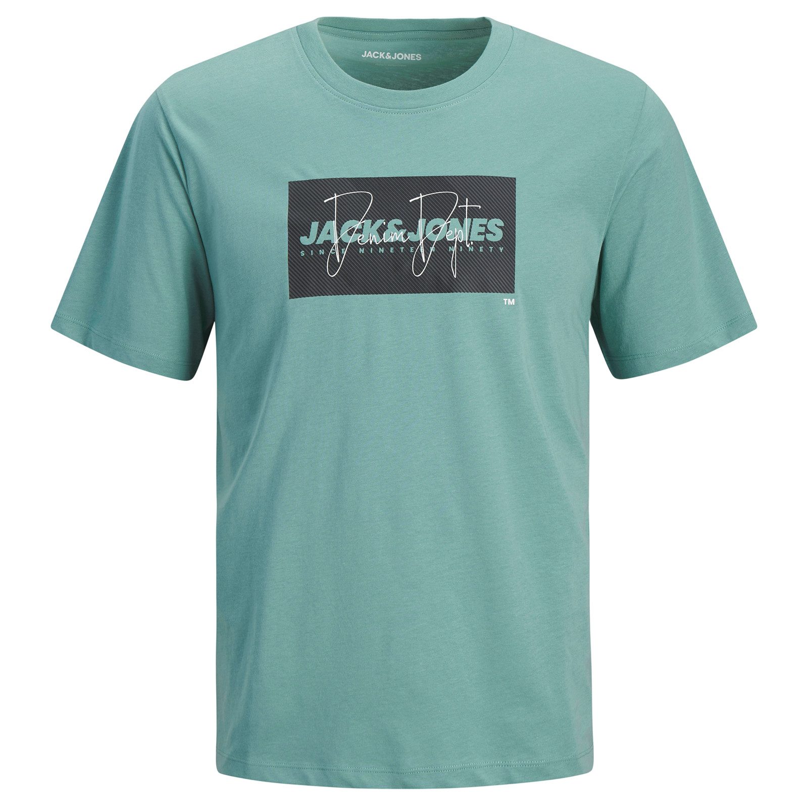 Jack & Jones Rundhalsshirt Jack&Jones Übergrößen T-Shirt blaugrün JJCOLE Print