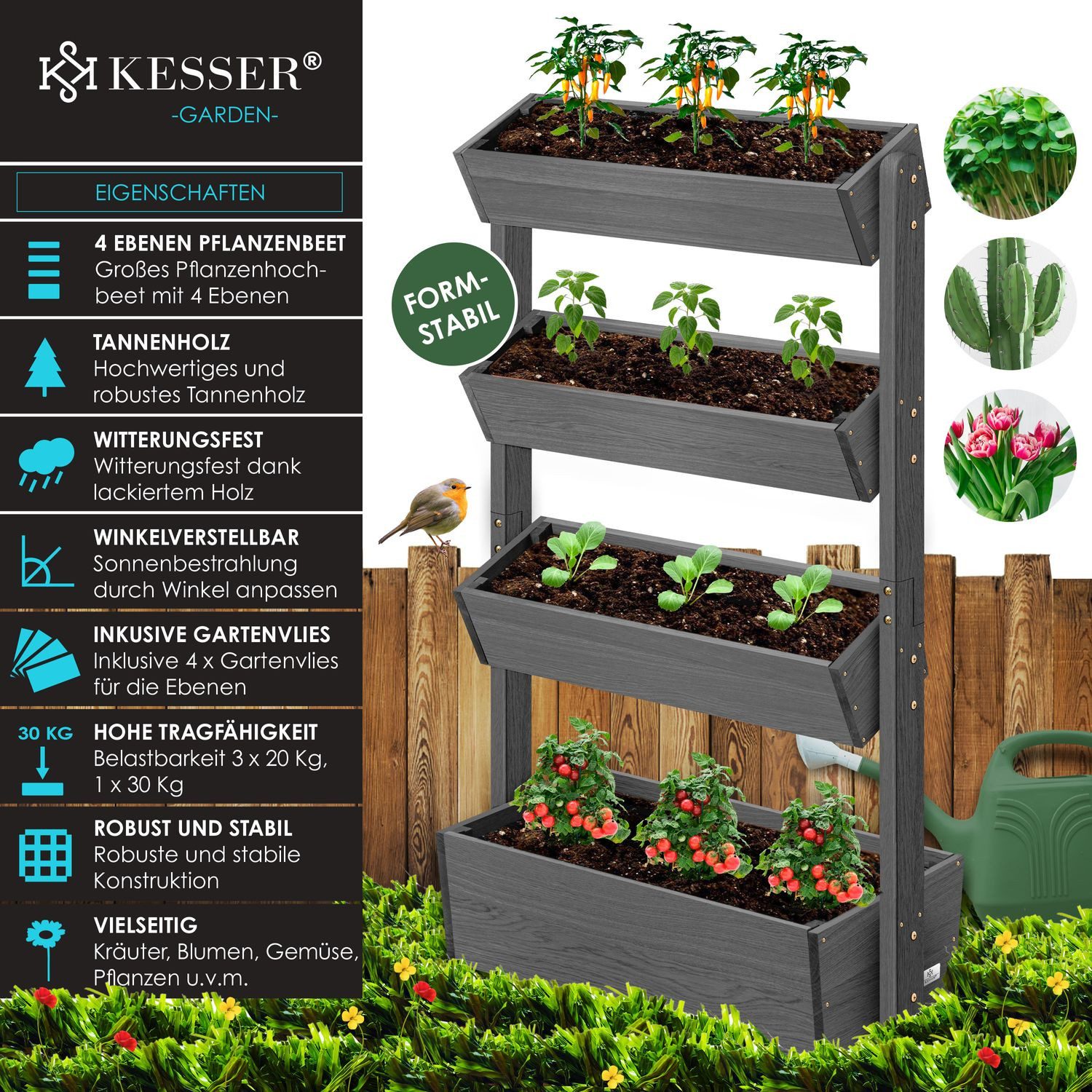 KESSER Hochbeet, mit Etagen Premium Blumenkasten Blumentreppe Gemüsebeet Bl günstig online kaufen
