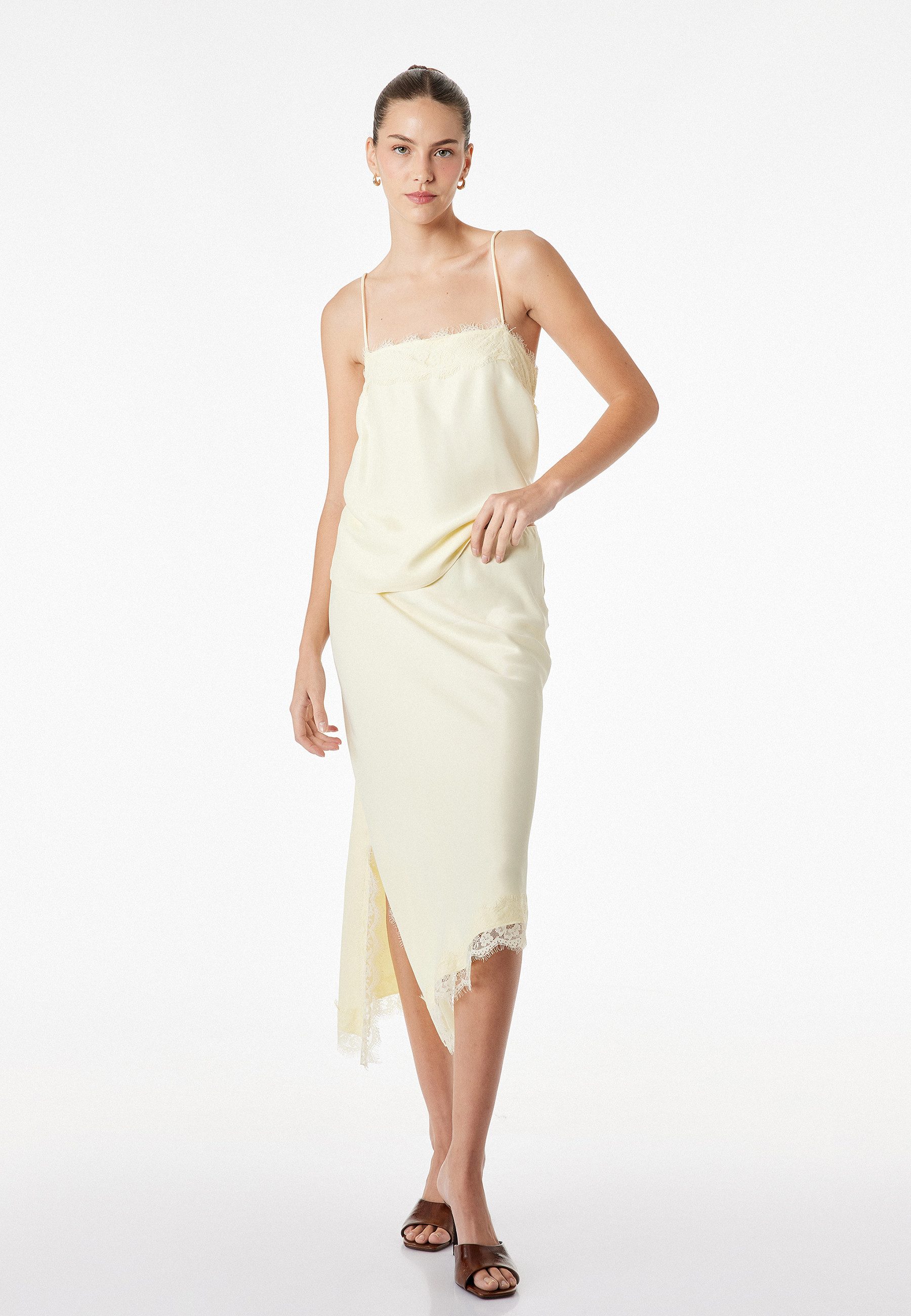 Koton Tanktop Koton Satin-Camisole Top Mit Spitze