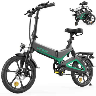 HITWAY E-Bike 16 Zoll, 250W Wartungsfreie bürstenlose Motor, 280 Wh Akku, Elektrofahrrad Klapprad Ebike Elektrofahrräder Faltrad