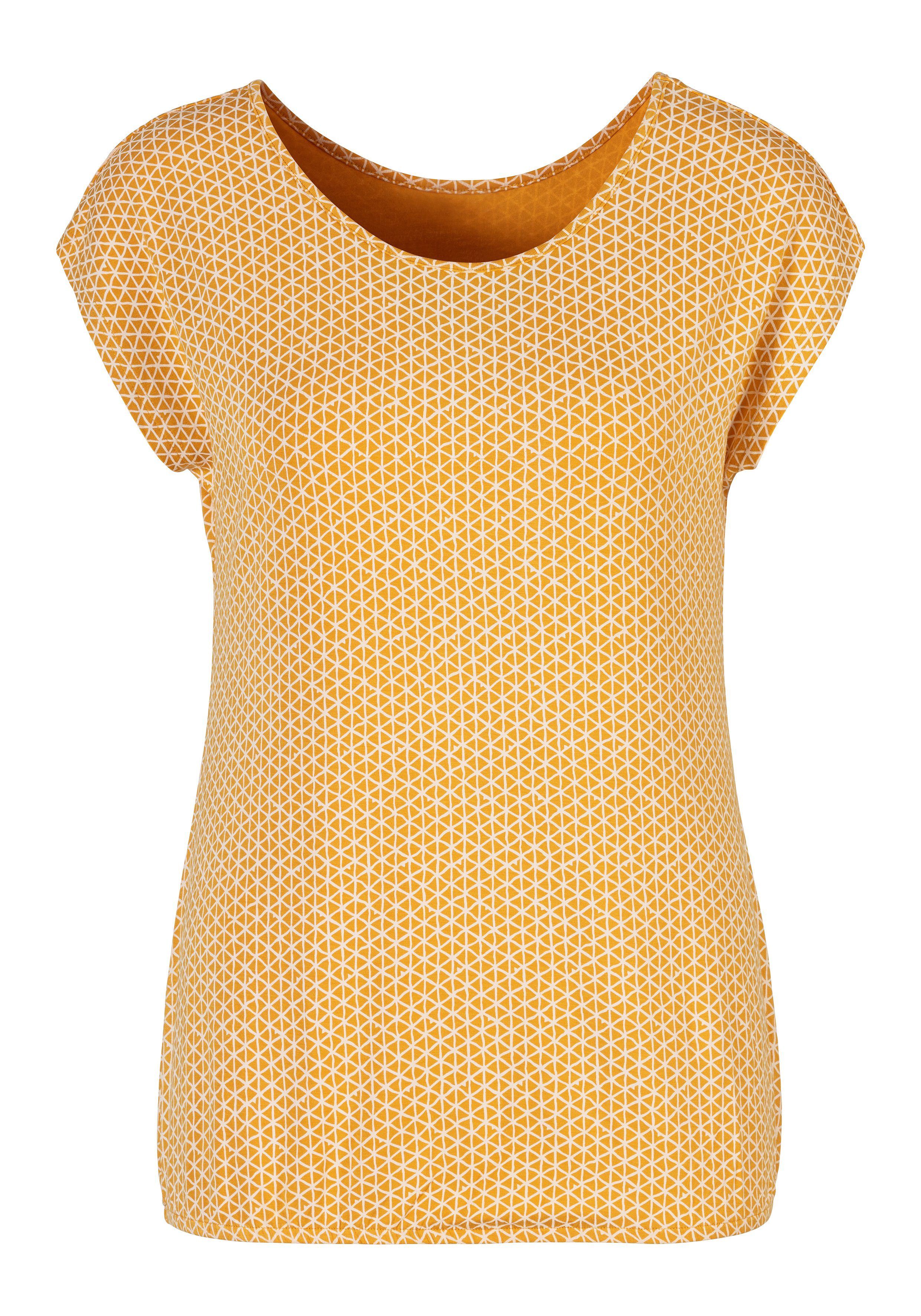 Vivance T-Shirt (2er-Pack) elastischem Saum gelb, blau mit