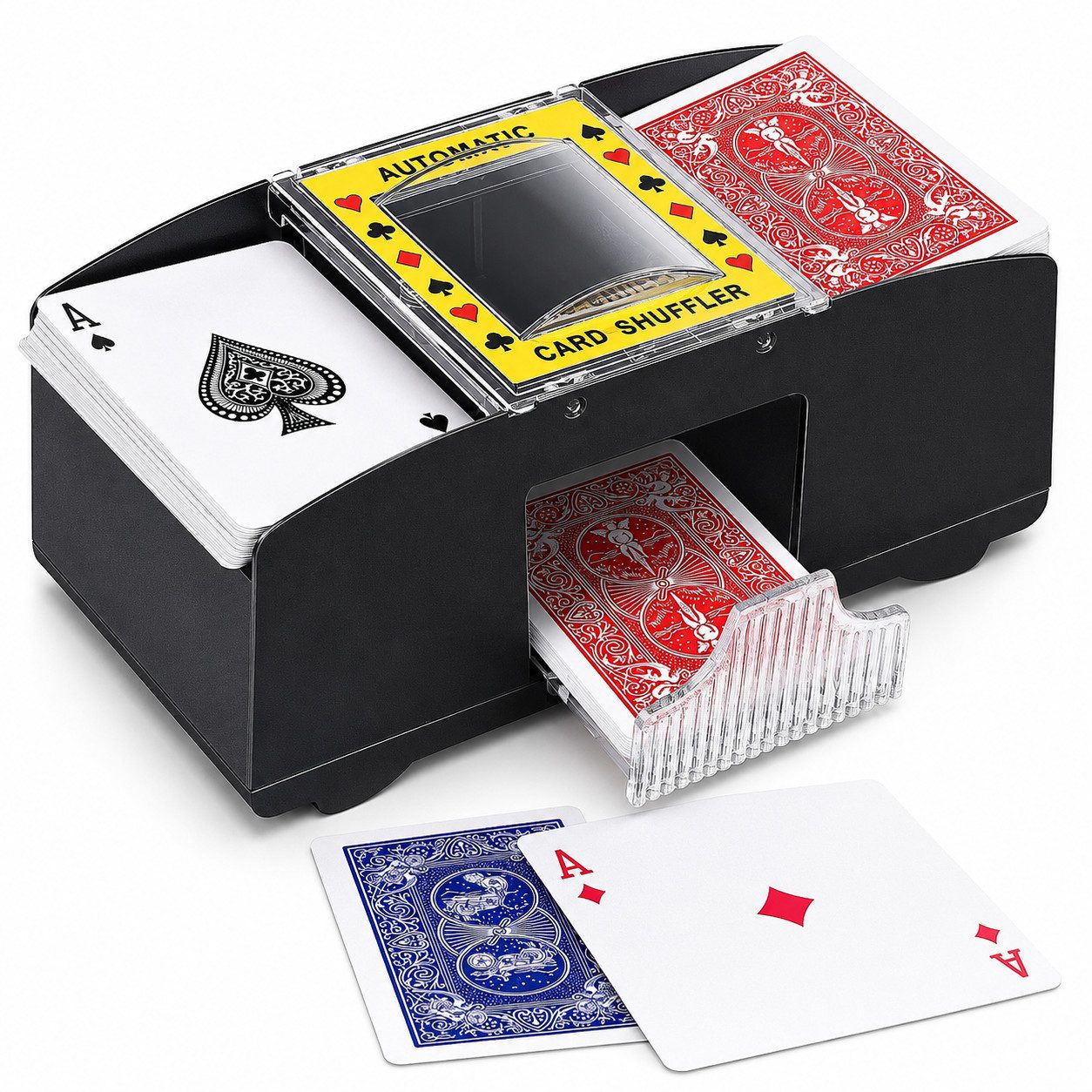 AIBISTAR Spiel Automatischer Kartenmischer für 2 Decks Kartenmischmaschine, Kartenspiel, Kartenspiel, Automatisches Mischen und Manuelles Mischen