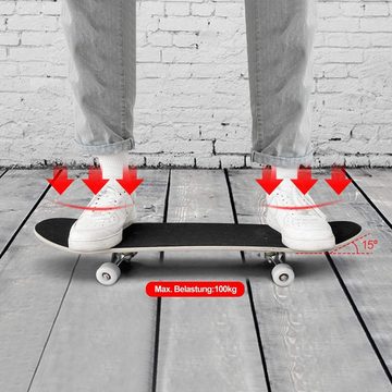 Diyarts Skateboard (Skate Rollerboard, für Anfänger und Profis bis 100kg, langlebiges 7-lagiges Ahorn), 85A PU Räder, ABEC-7 Lager, 90° Weitwinkel
