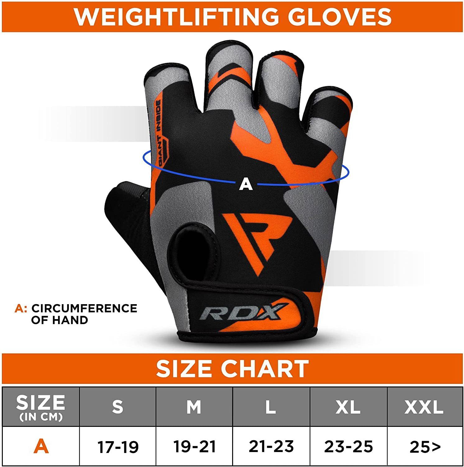 RDX Trainingshandschuhe RDX Fitness Handschuhe, Trainingshandschuhe, Workout Handgelenkschutz ORANGE