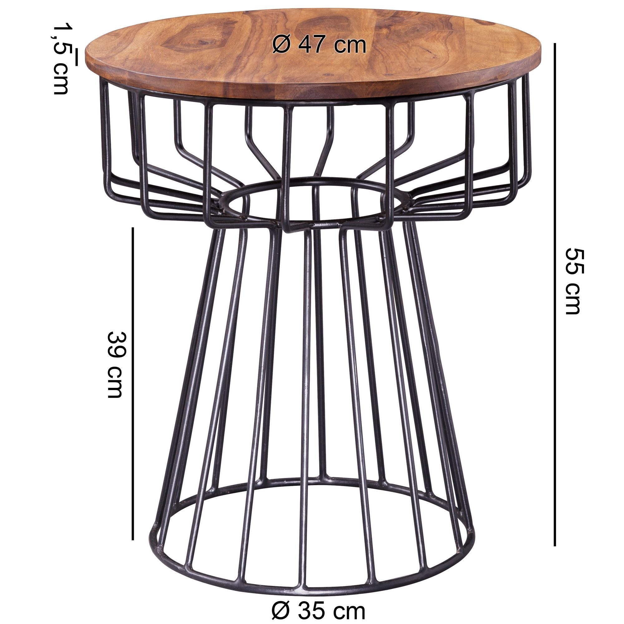 Sheeshamholz & Metall – DESIGN KADIMA Holz stabil Stilvoll Beistelltisch Sofatisch