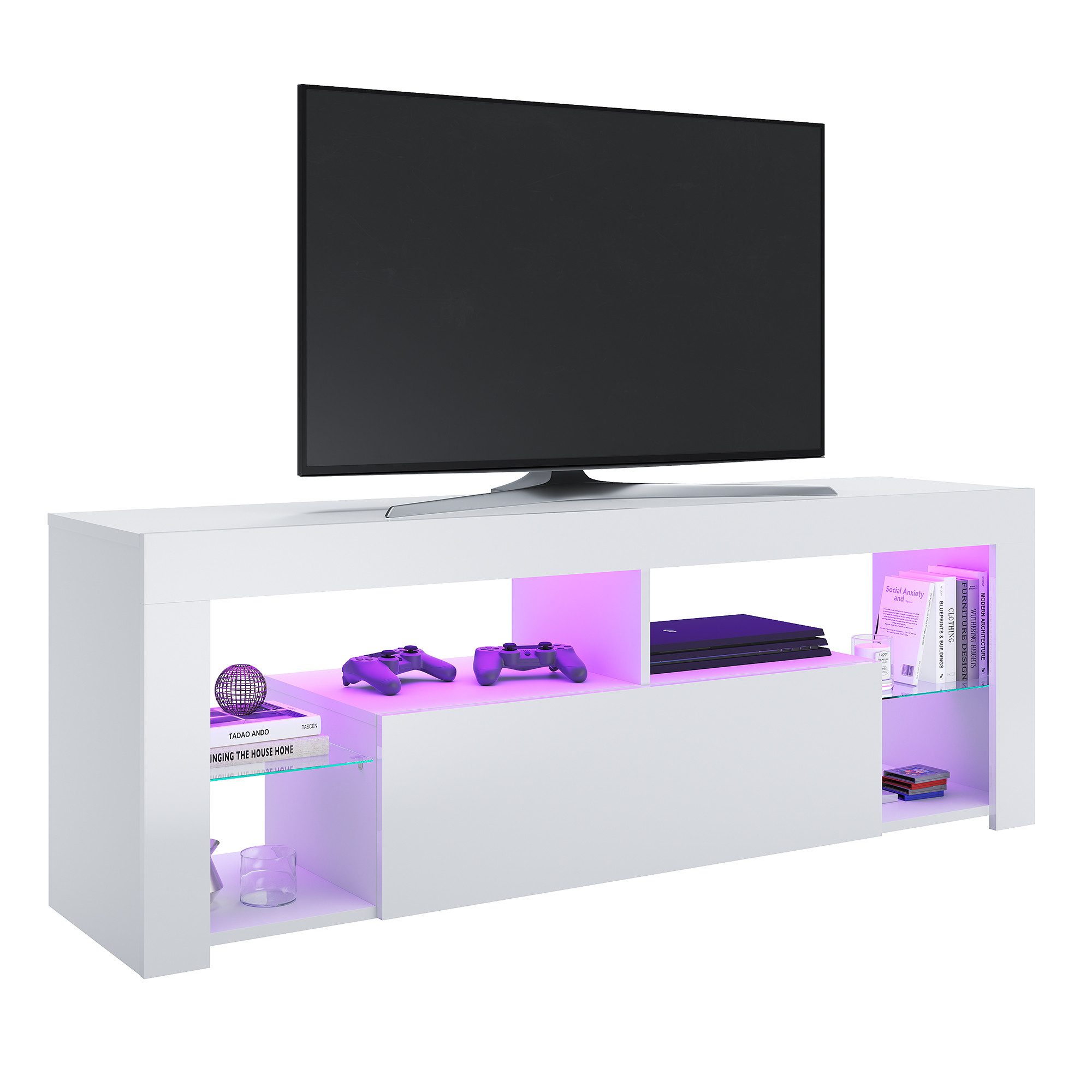 SONNI TV-Schrank Schwarzer TV-Ständer mit LED-Beleuchtung Stilvoll mit 12 L günstig online kaufen