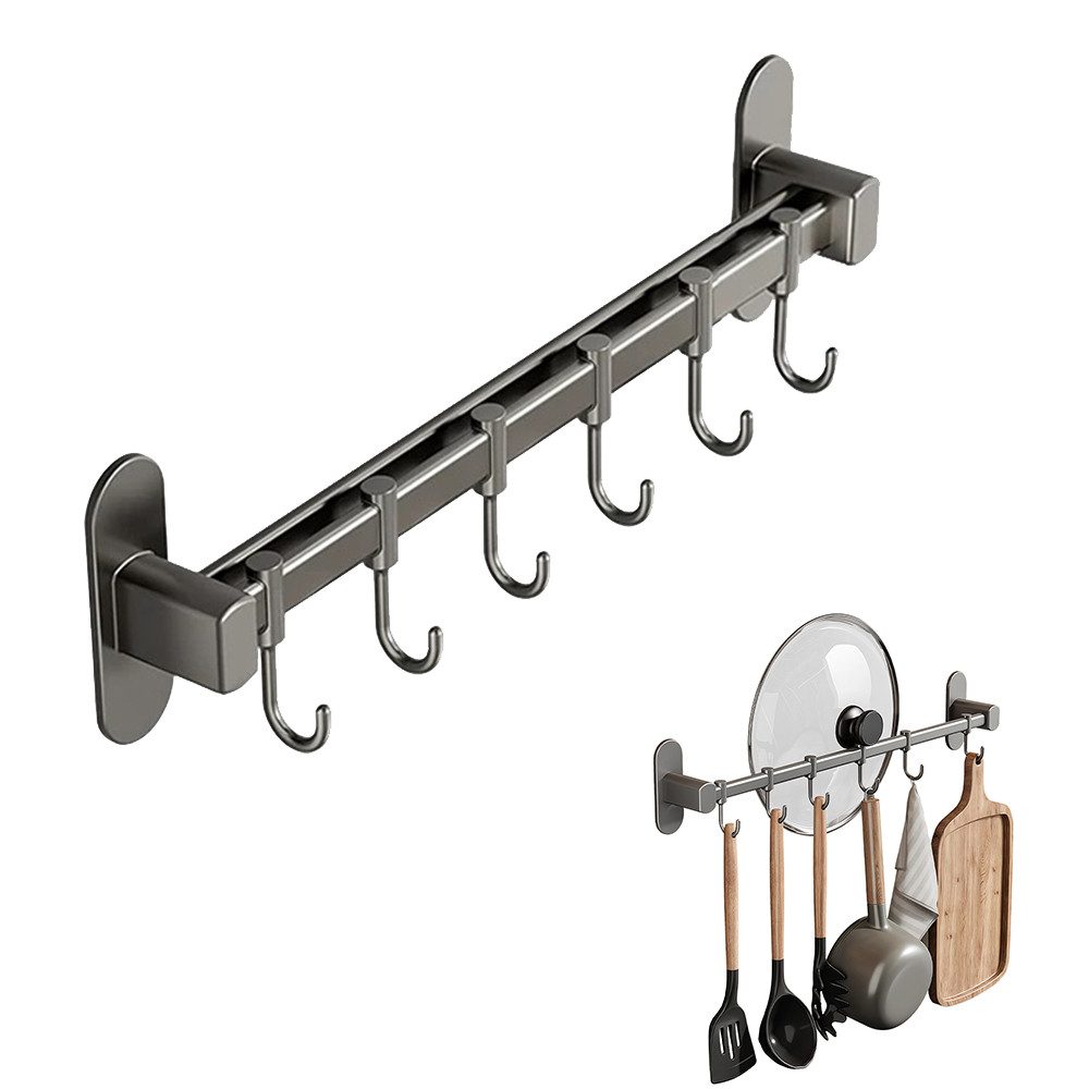 YMQHBS Hakenleiste Küchenreling mit 6 Haken, Wandmontage, Bad Hakenleiste günstig online kaufen