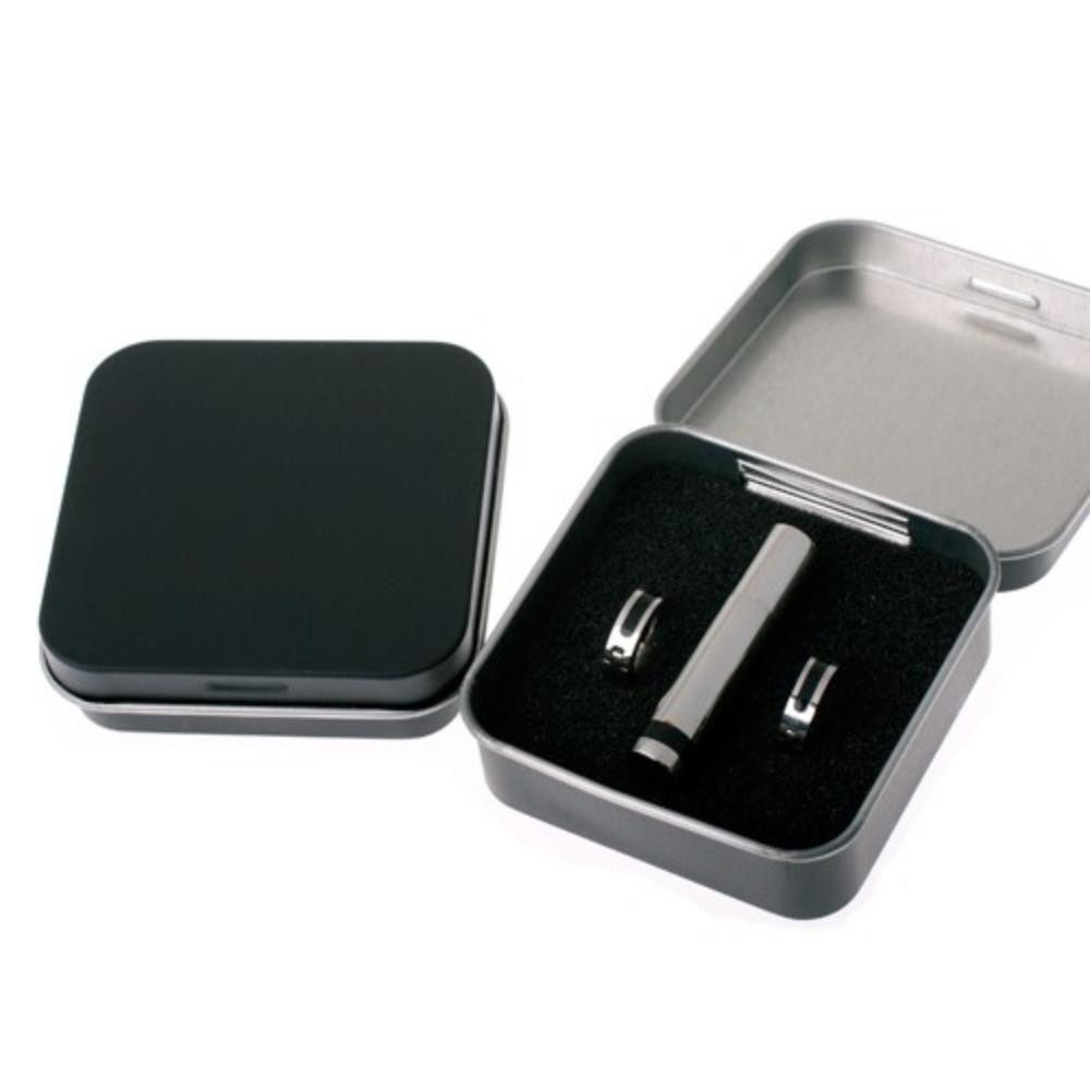 Order & Smile Schmuck Geschenkbox Geschenkverpackung: Metall-Etui schwarz