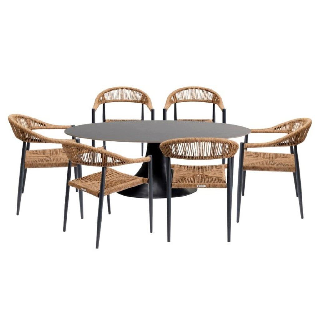 Kare Design Gartenlounge-Set Palma Possibilita, (7-tlg., 6 Stühle, 1 Esstisch)