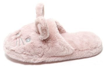 Zapato Hausschuh Damen Tier Pantoffel Slipper Plüsch Fell weich rosa 38-41