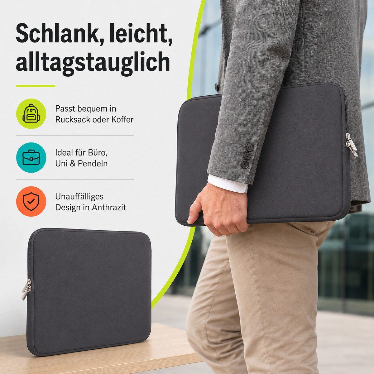 König Design Laptoptasche Universal Notebooktasche 13 Zoll Sleeve Tasche Hülle Laptop Case Cover, weiches Innenfutter zum Schutz vor Kratzern